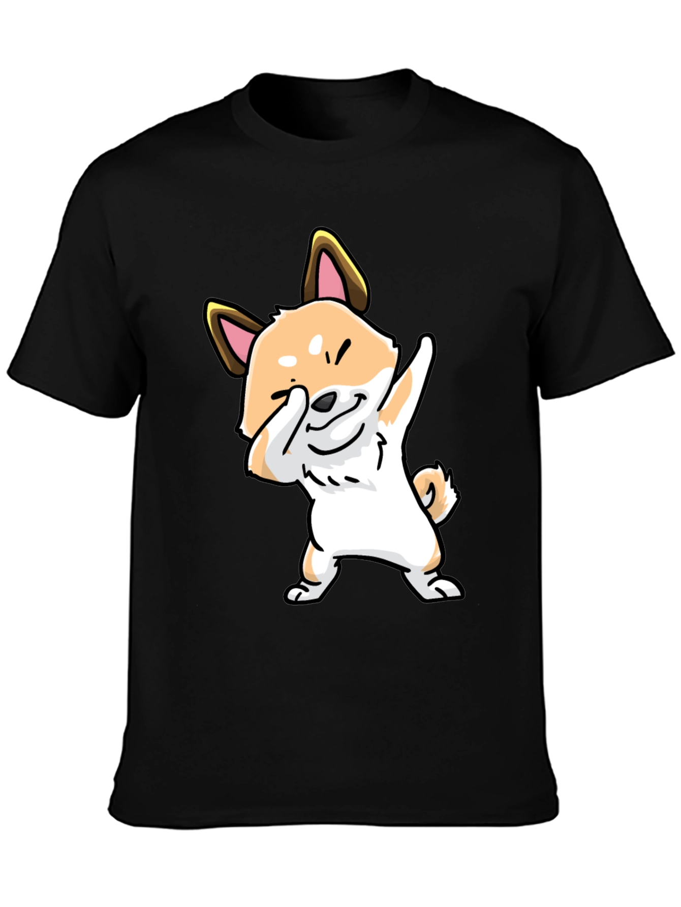 Dabbing Shiba Inu Graphic Tee - Black Cotton T-Shirt