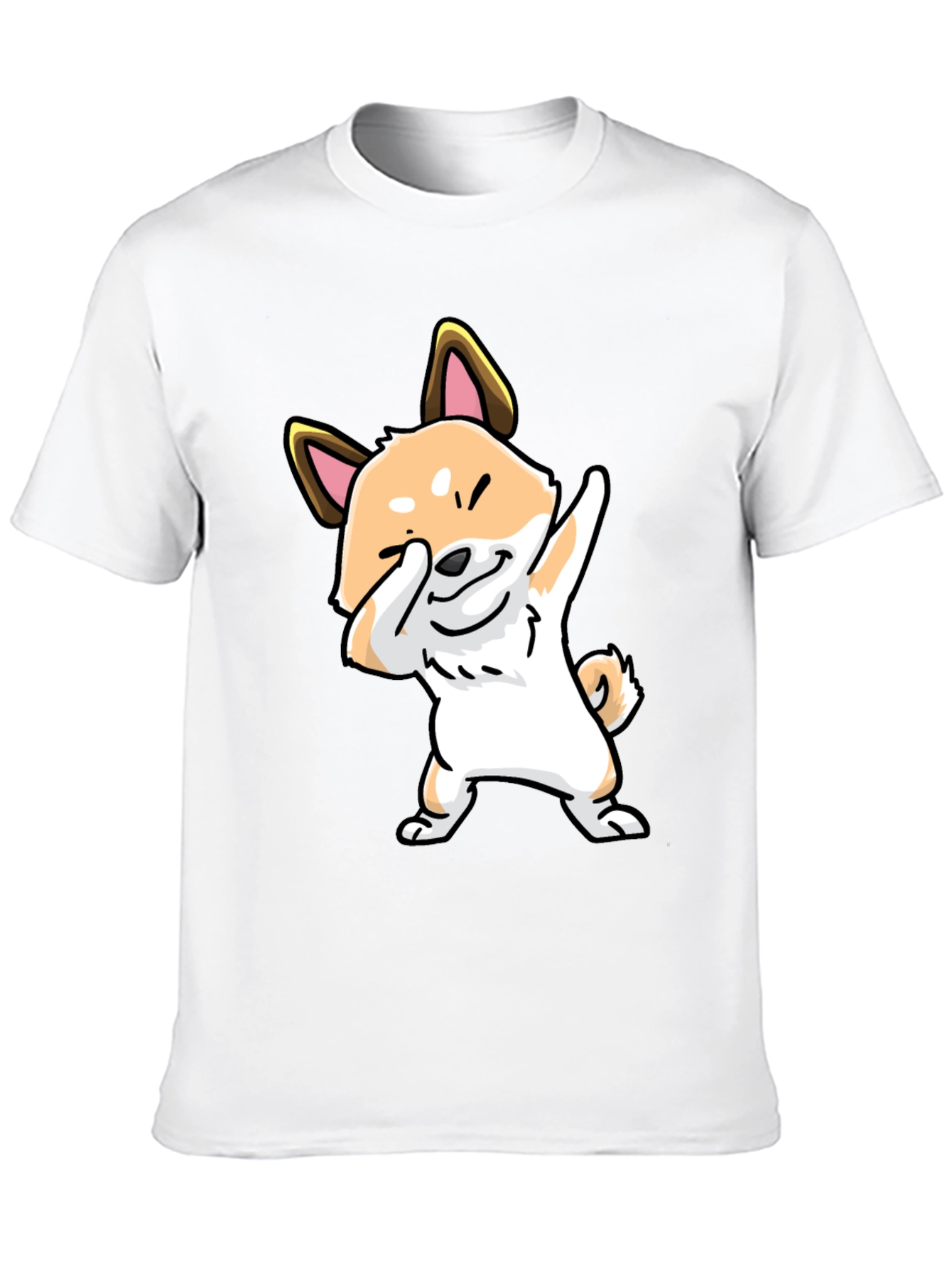Dabbing Shiba Inu Graphic Tee - Black Cotton T-Shirt