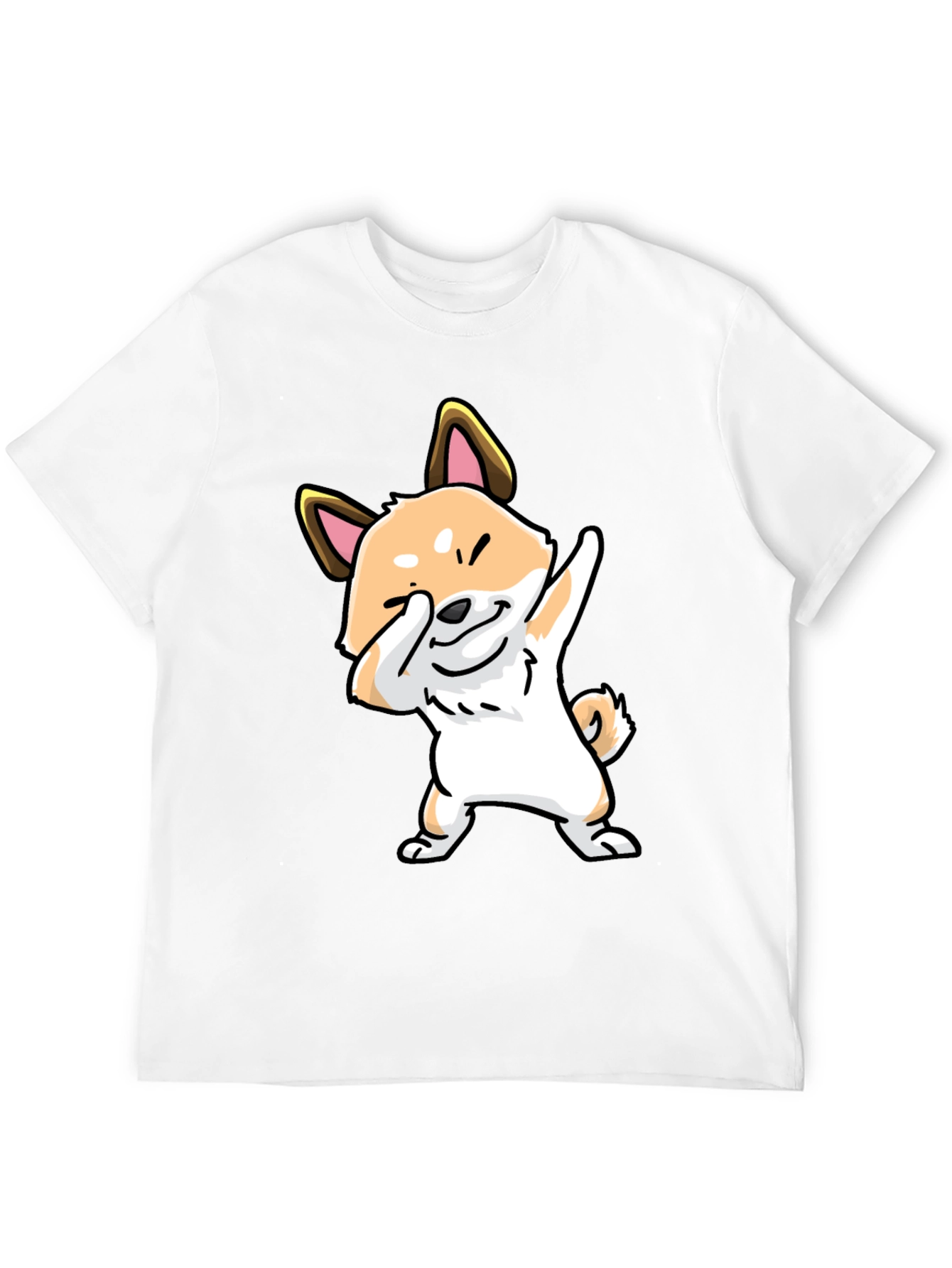 Dabbing Shiba Inu Graphic Tee - Black Cotton T-Shirt