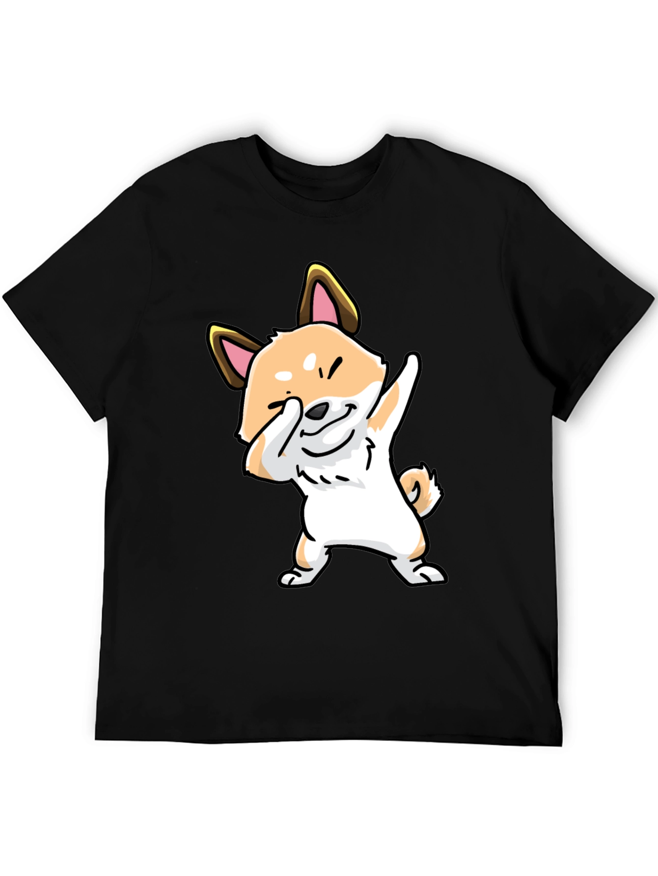 Dabbing Shiba Inu Graphic Tee - Black Cotton T-Shirt