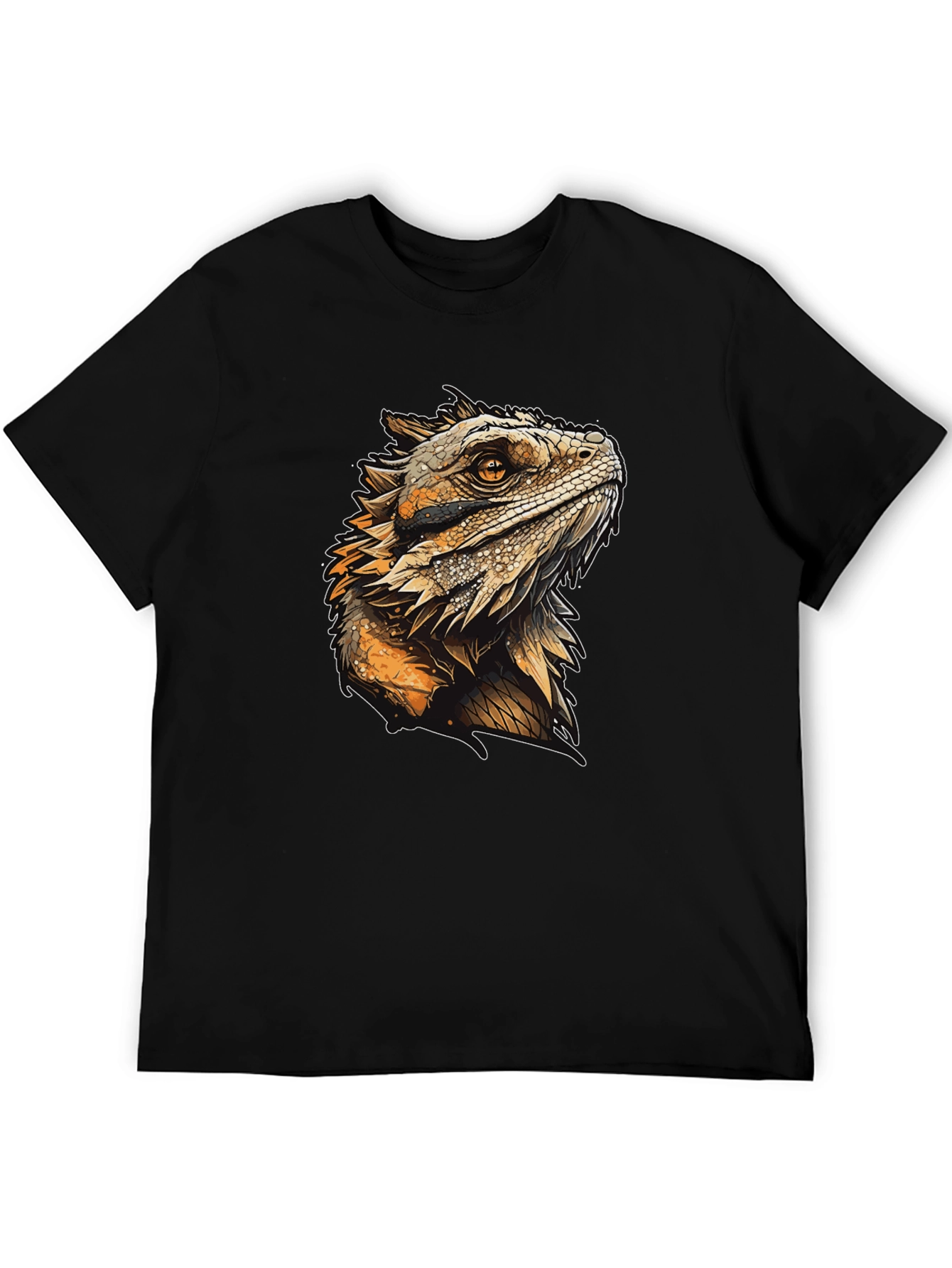 Lizard Graphic Print Black T-Shirt