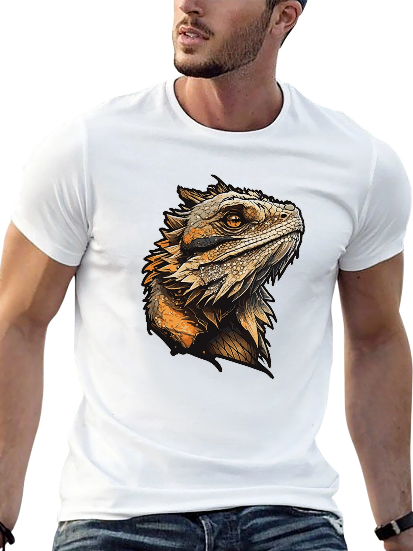 Lizard Graphic Print Black T-Shirt