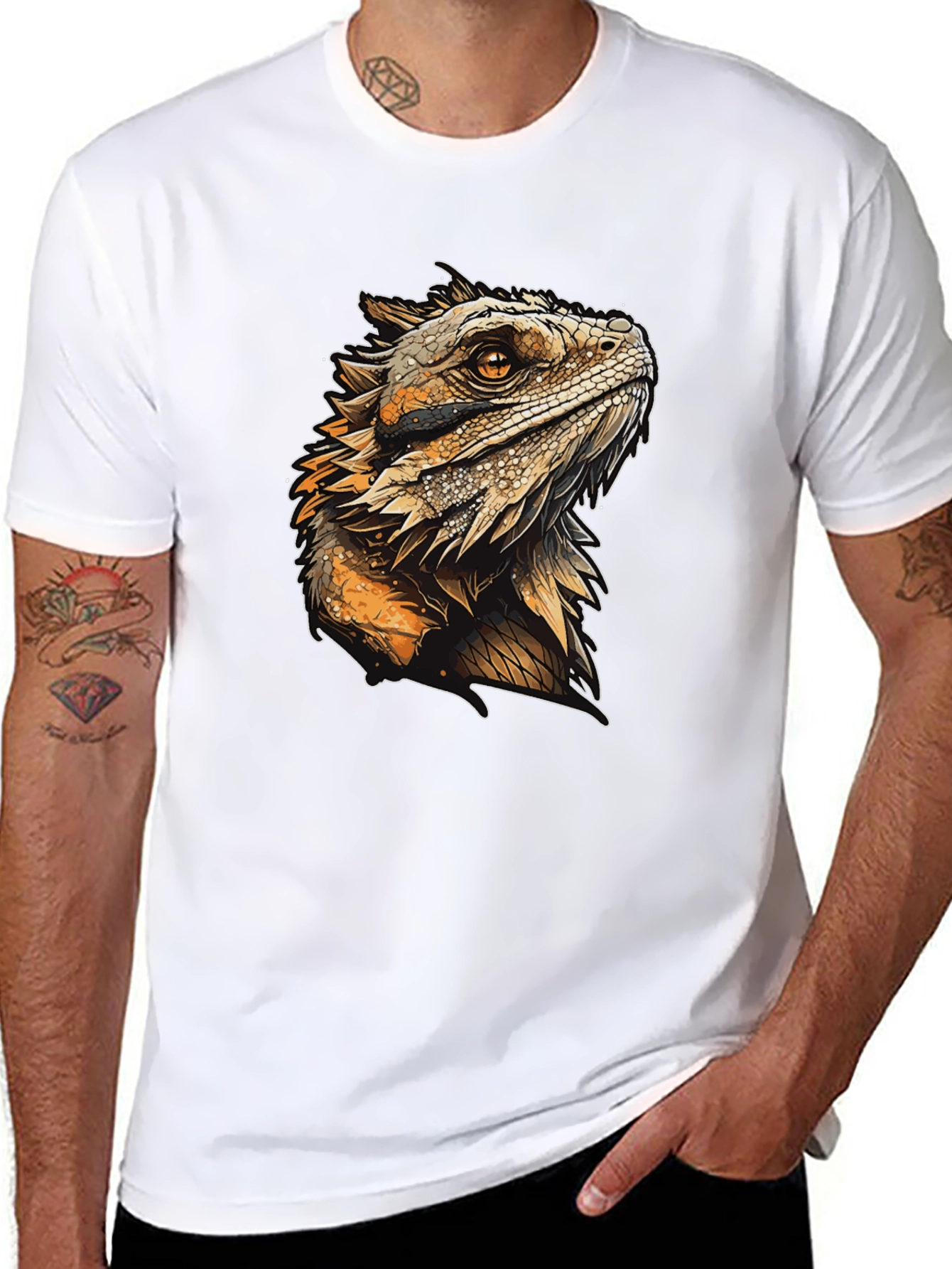 Lizard Graphic Print Black T-Shirt