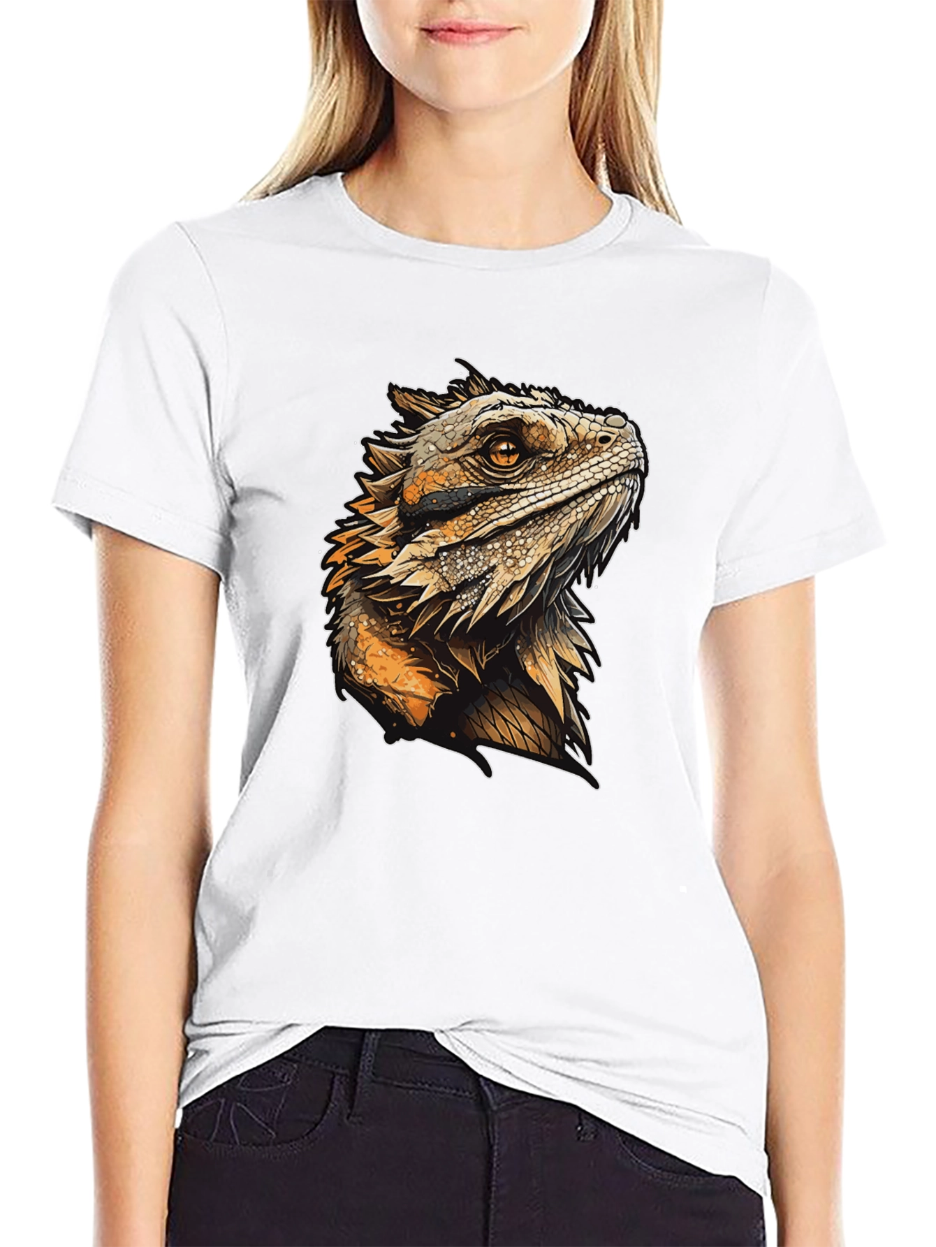 Lizard Graphic Print Black T-Shirt