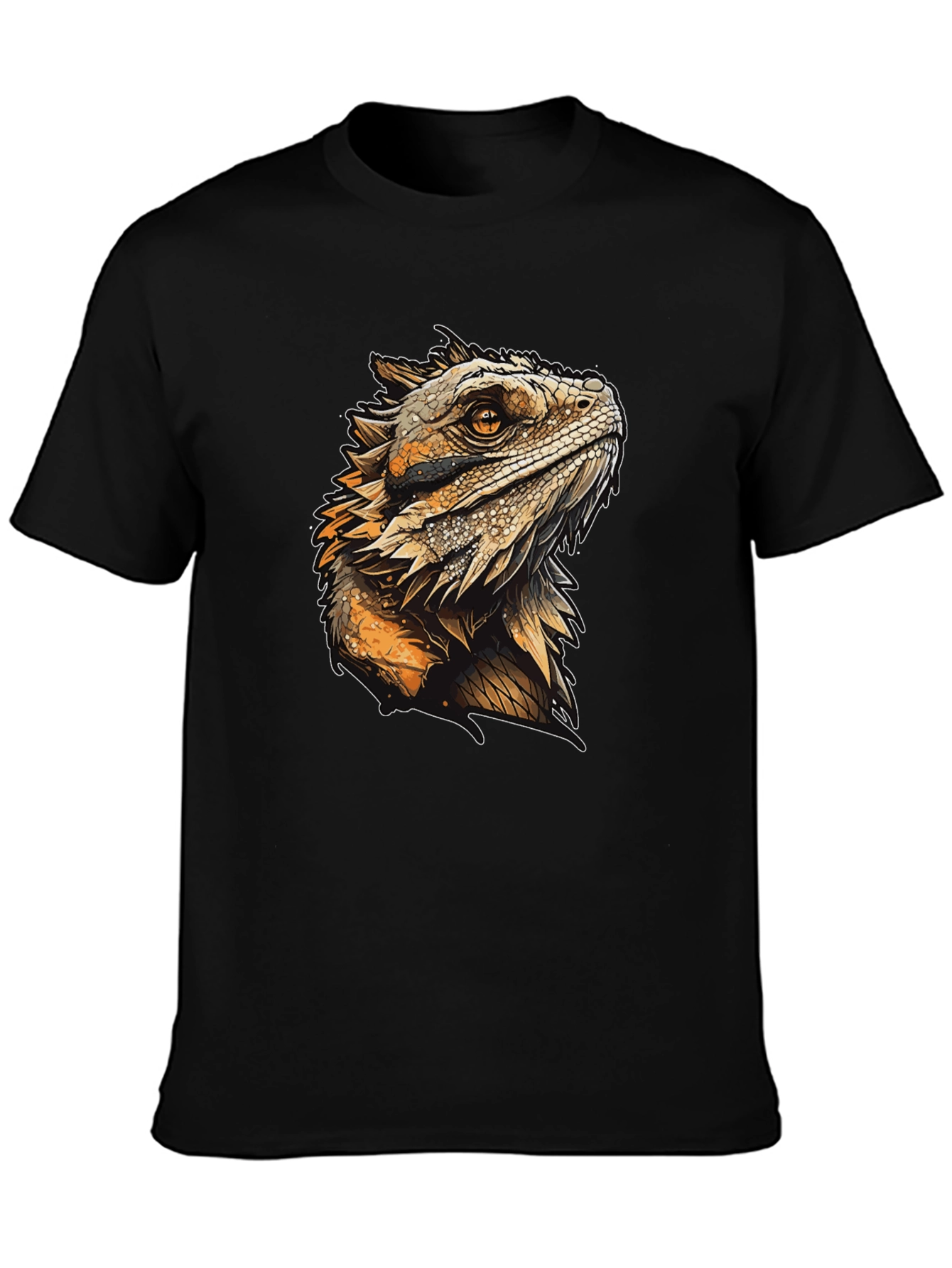 Lizard Graphic Print Black T-Shirt