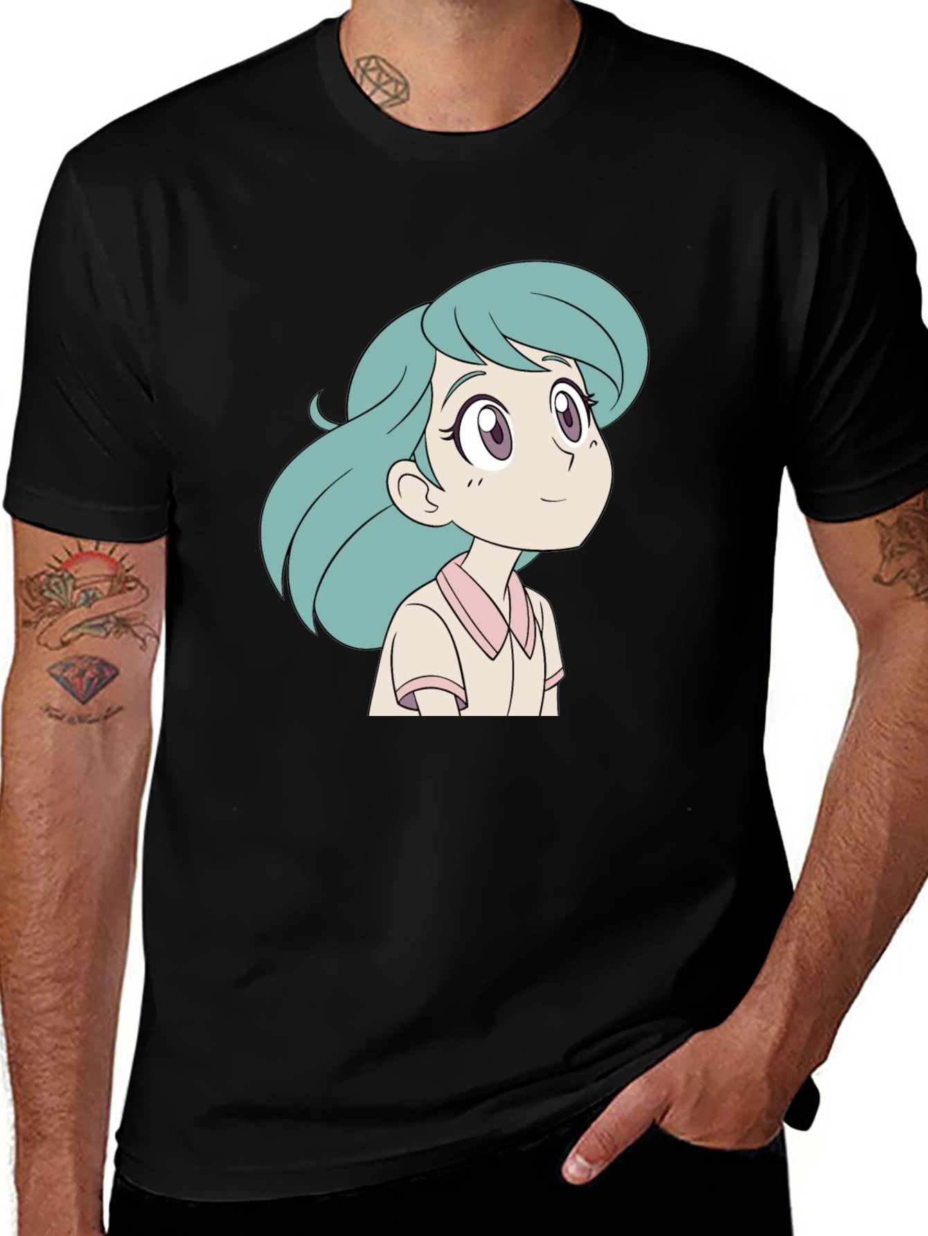 Cartoon Character Graphic Print Black T-Shirt
