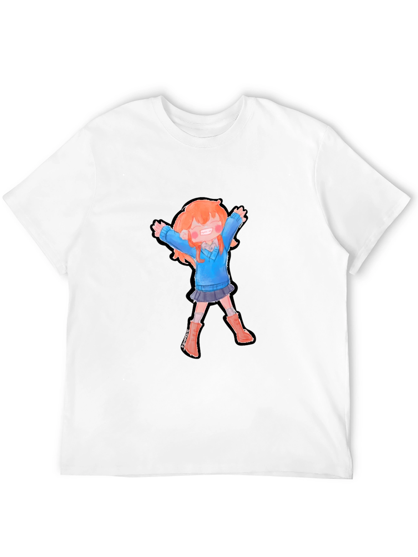 Cartoon Girl Graphic Black T-Shirt