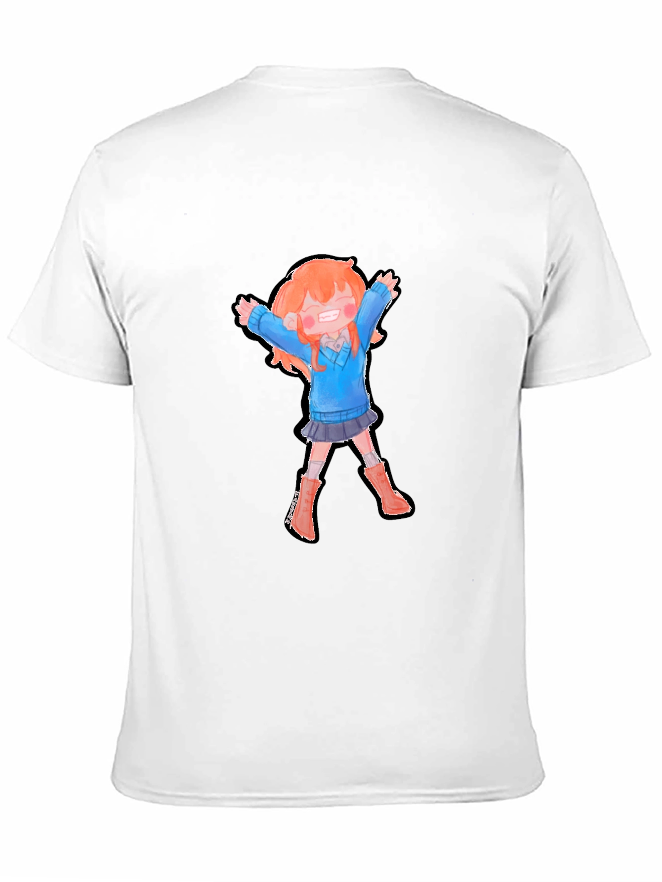 Cartoon Girl Graphic Black T-Shirt