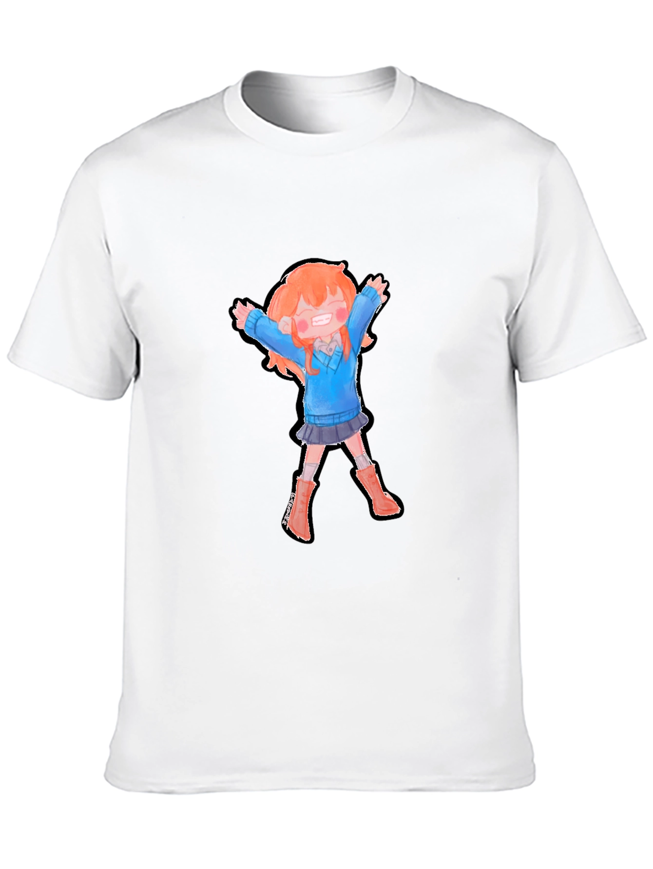 Cartoon Girl Graphic Black T-Shirt