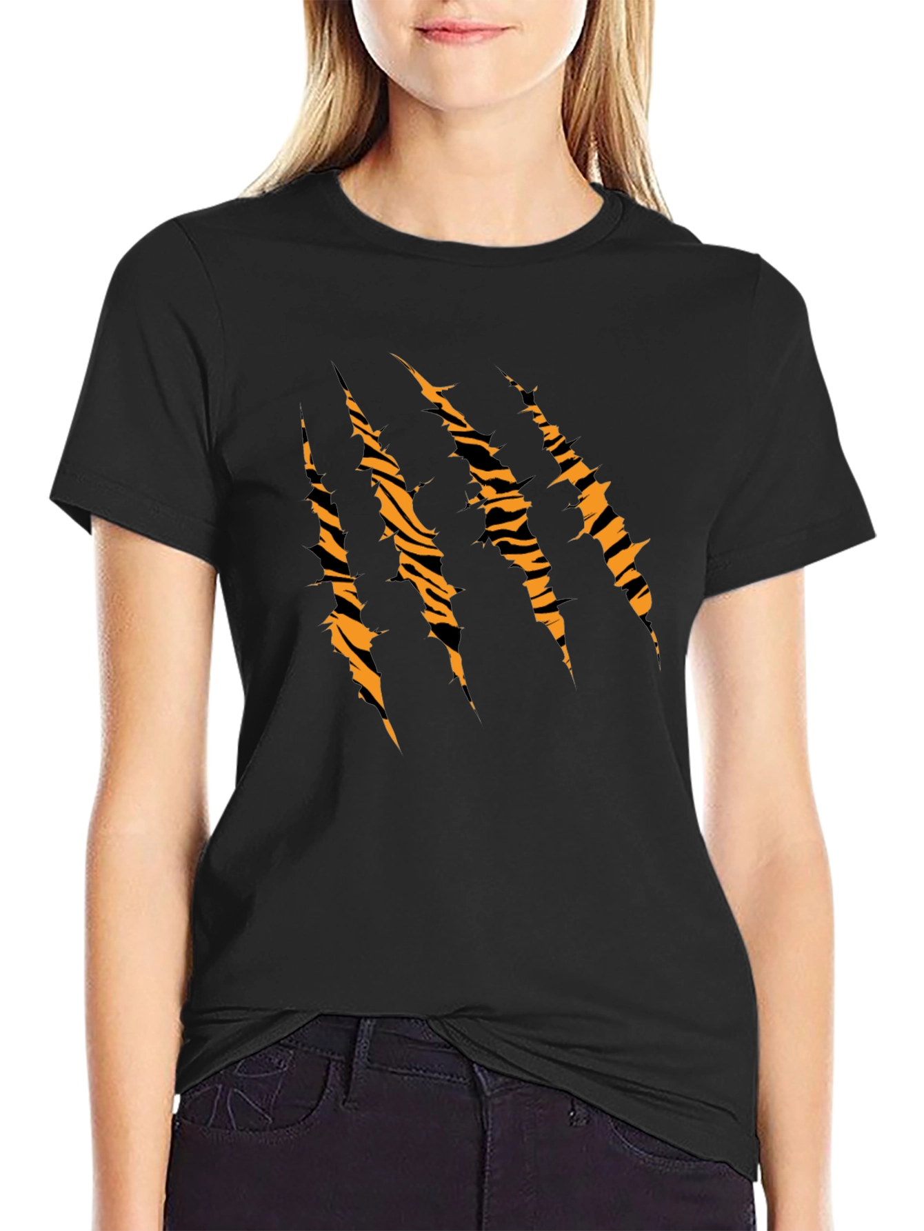 Mens Black Tiger Stripe Claw Graphic T-Shirt