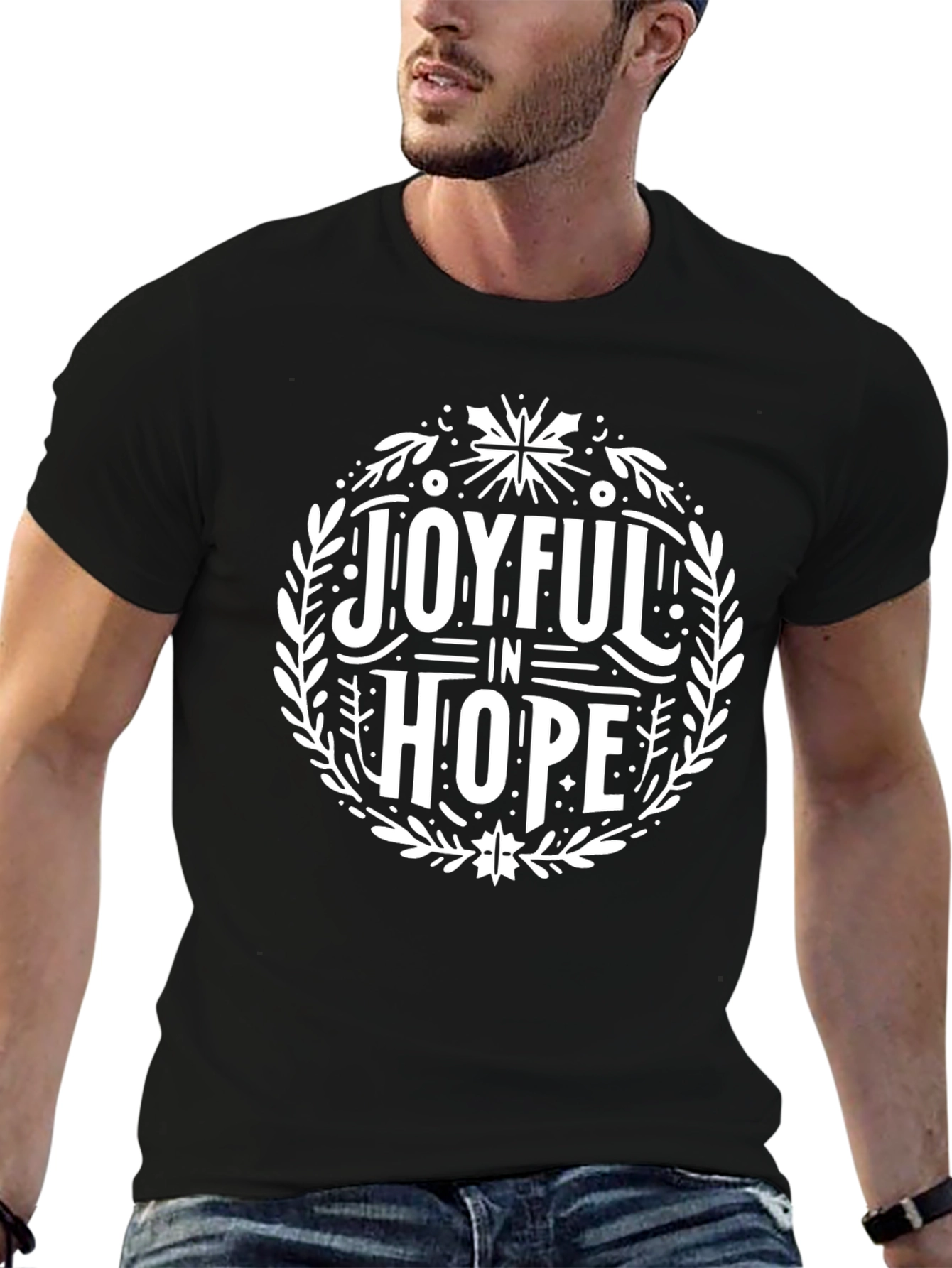 Joyful In Hope Graphic Tee | Mens Black T-Shirt