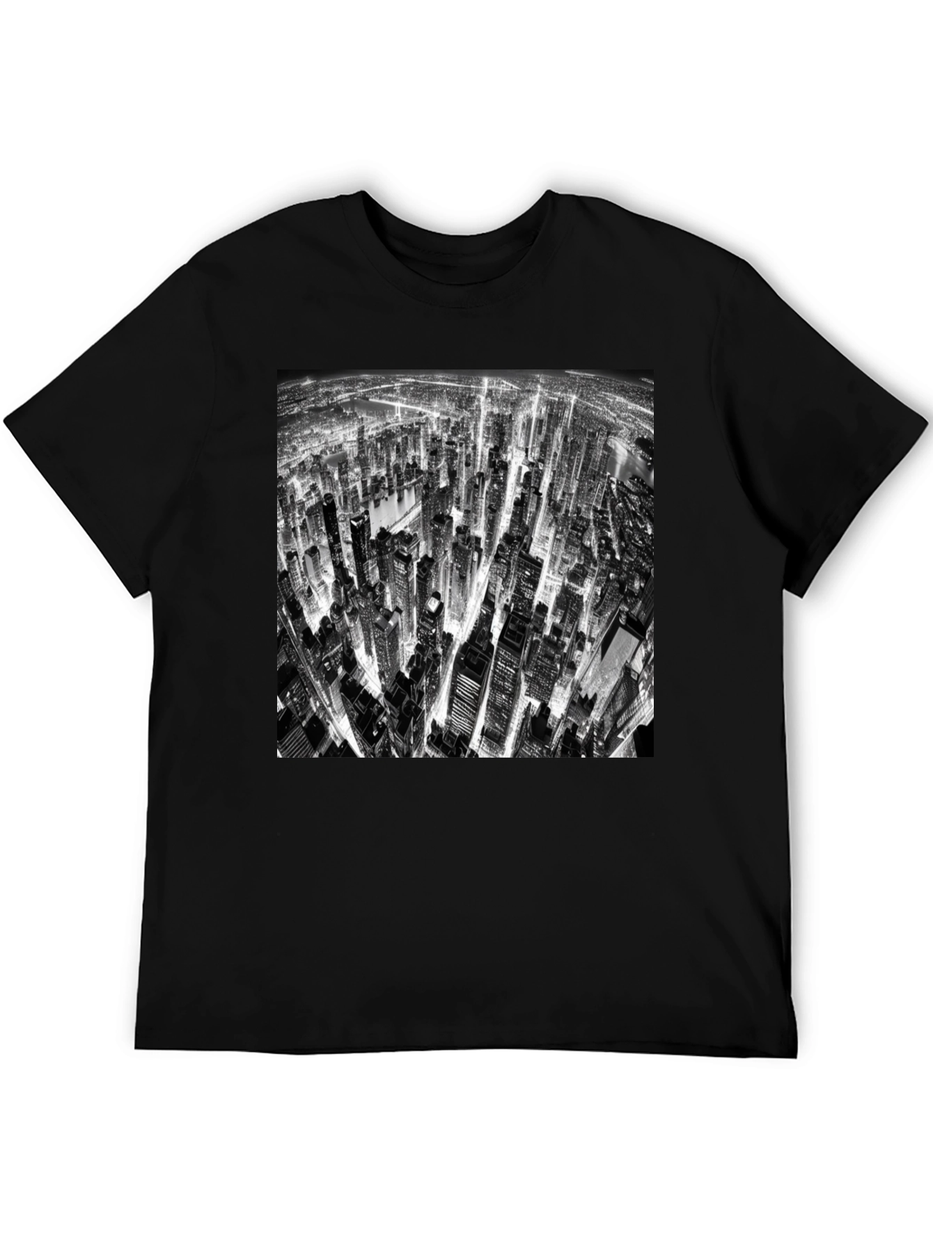 Cityscape Print Black T-Shirt