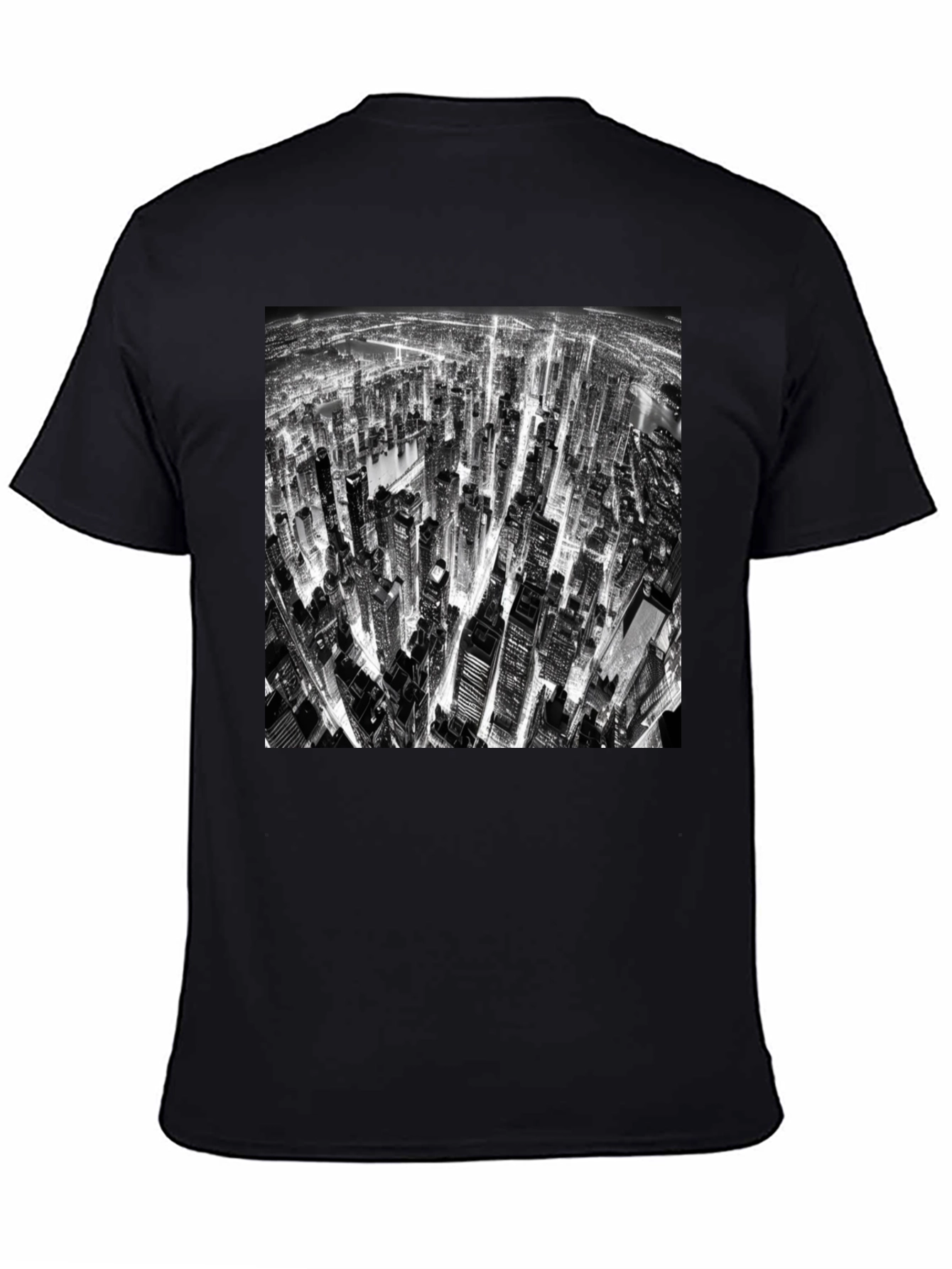 Cityscape Print Black T-Shirt
