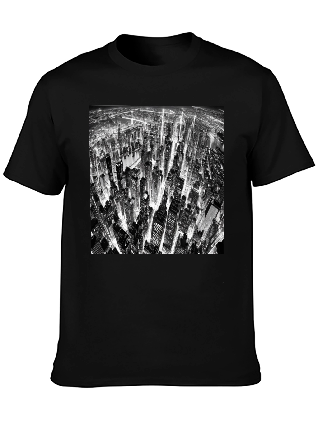 Cityscape Print Black T-Shirt