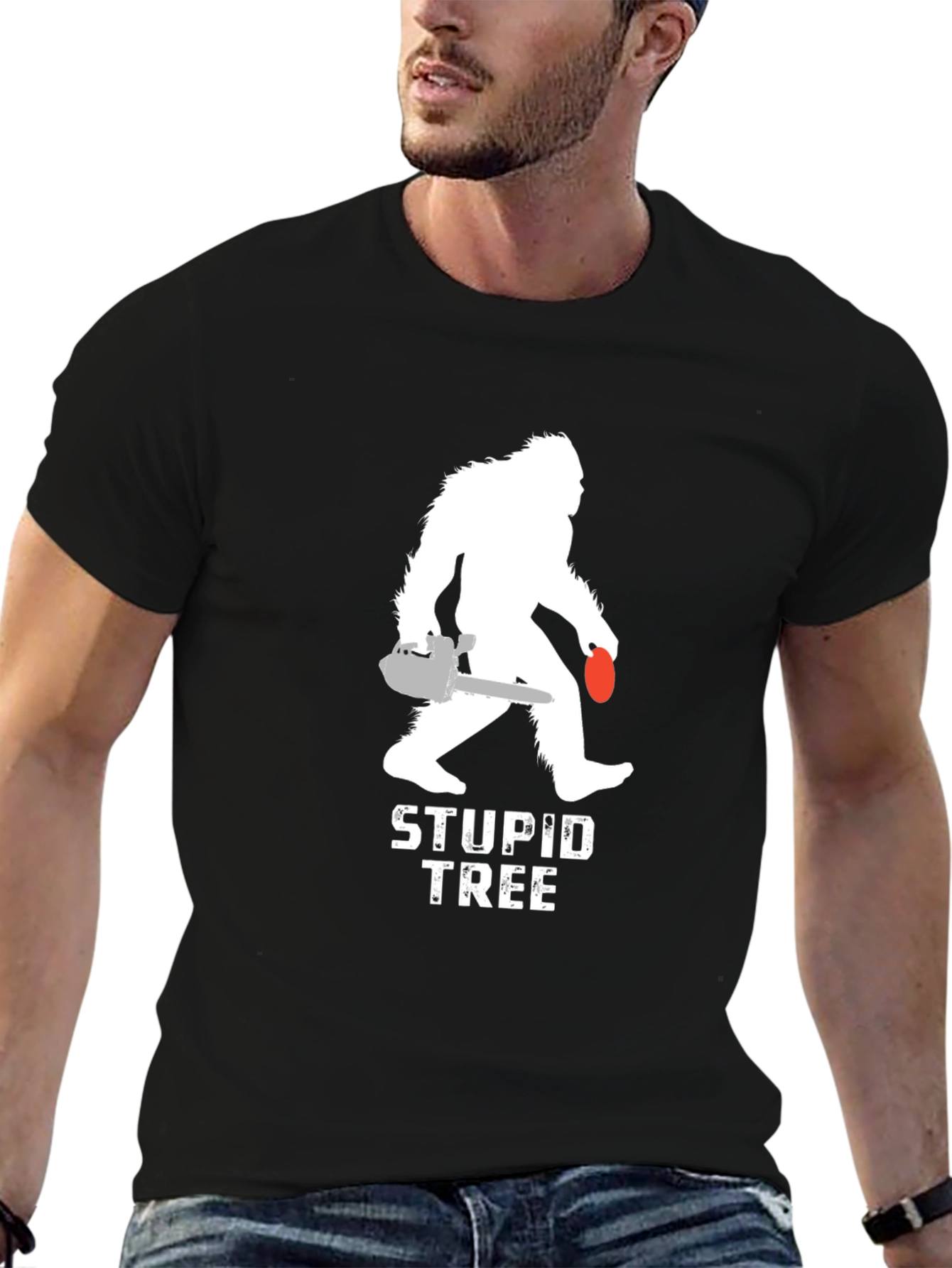 Sasquatch Stupid Tree Graphic T-Shirt
