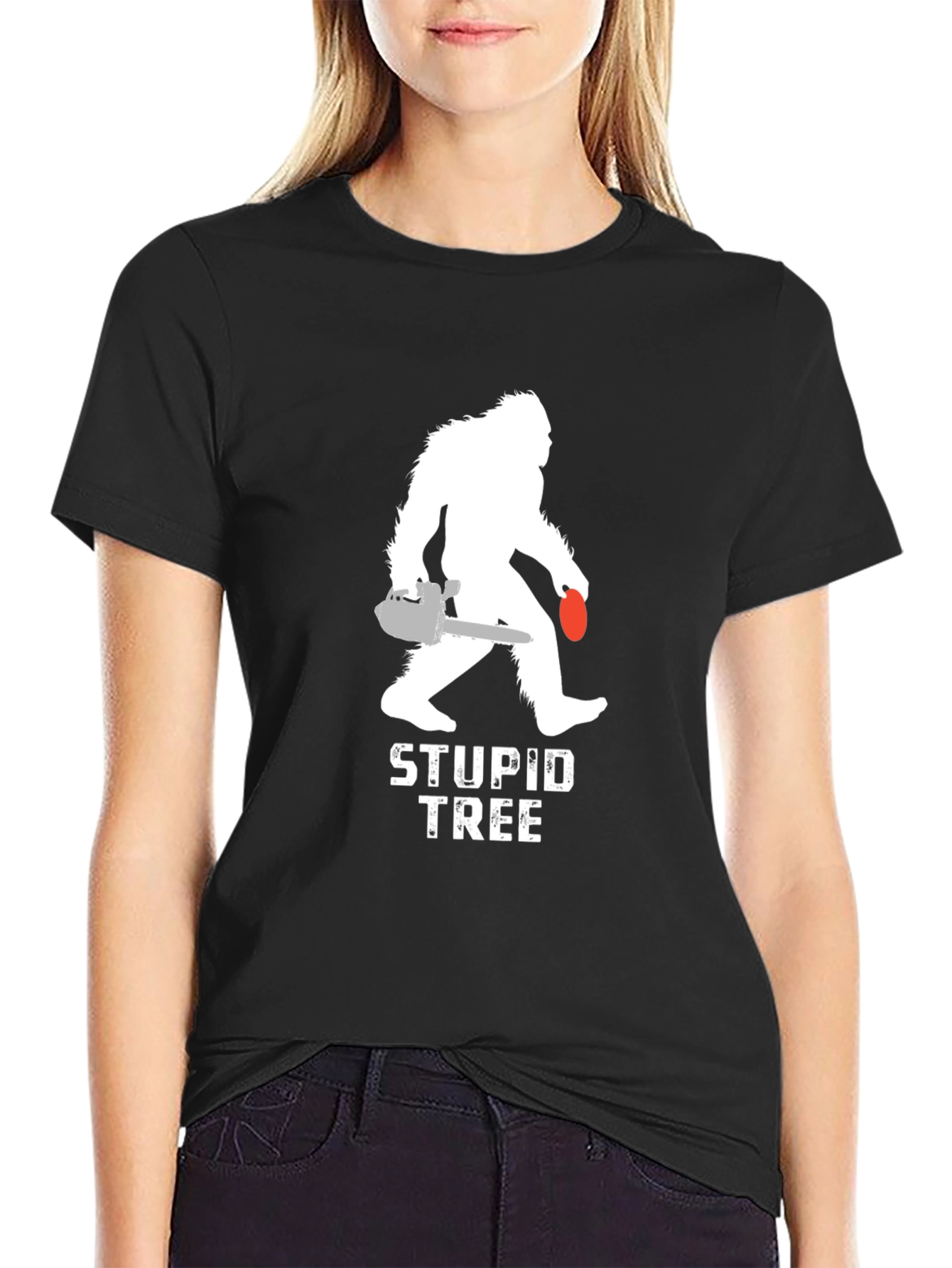Sasquatch Stupid Tree Graphic T-Shirt