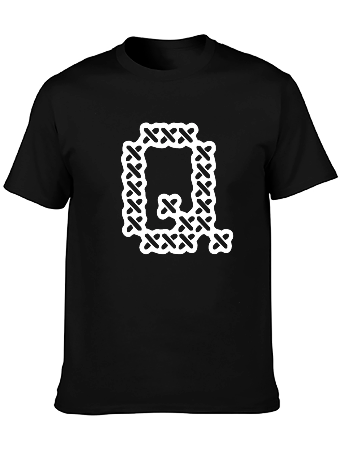 Letter Q Cross Stitch Graphic Tee - Black