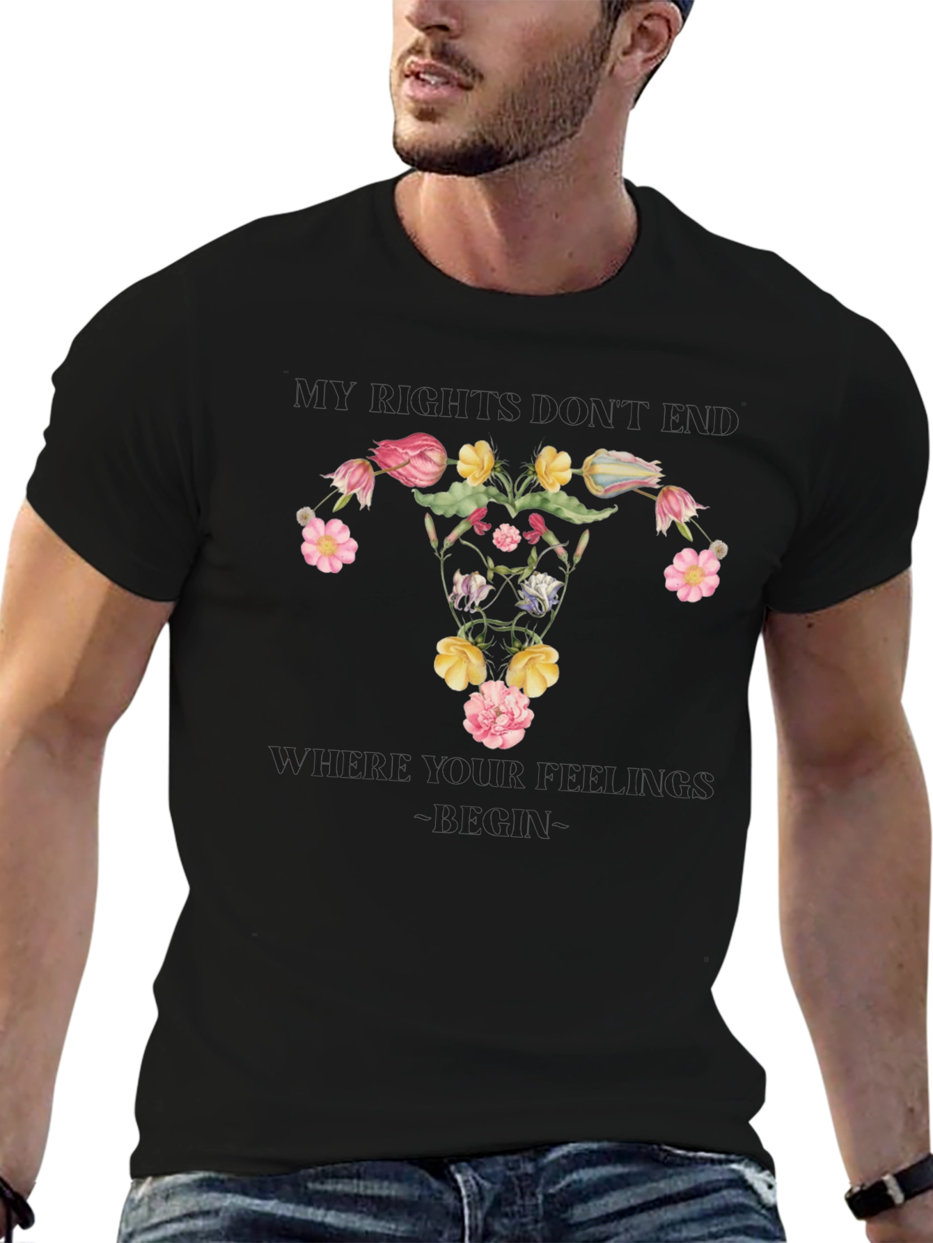 Floral Uterus T-Shirt - My Feelings Dont End