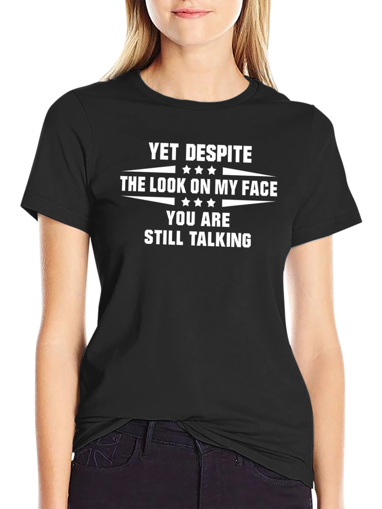 Humorous Still Talking Graphic Tee - Black