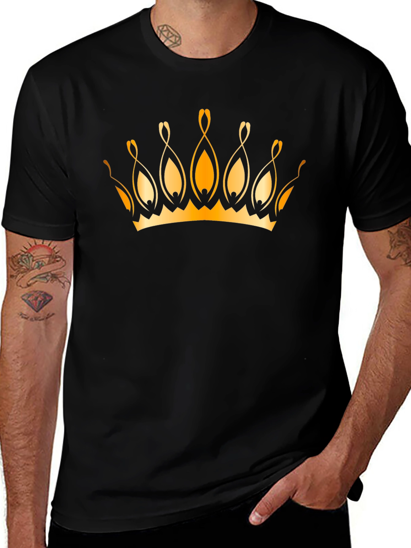Golden Crown Graphic Black T-Shirt