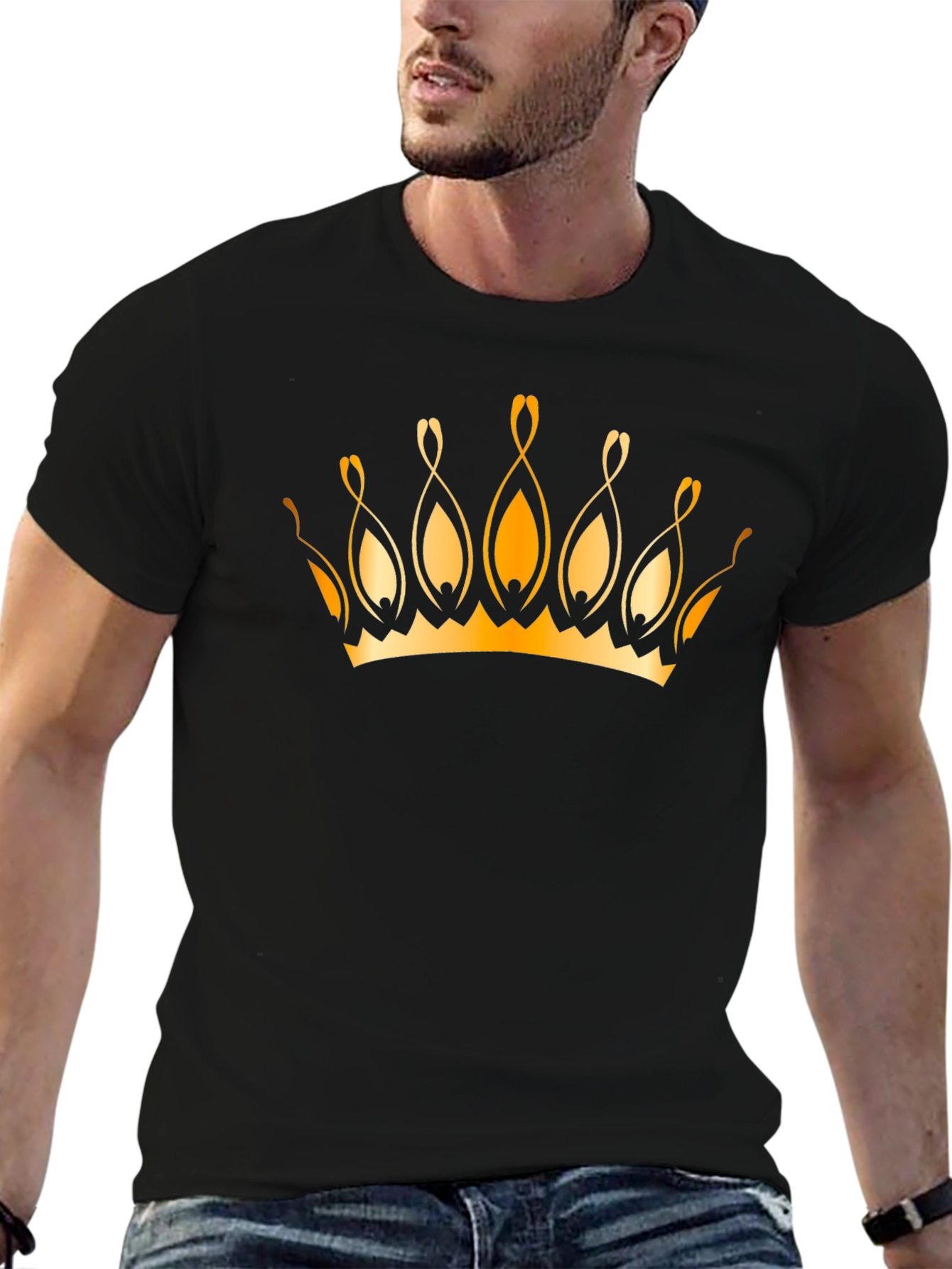 Golden Crown Graphic Black T-Shirt
