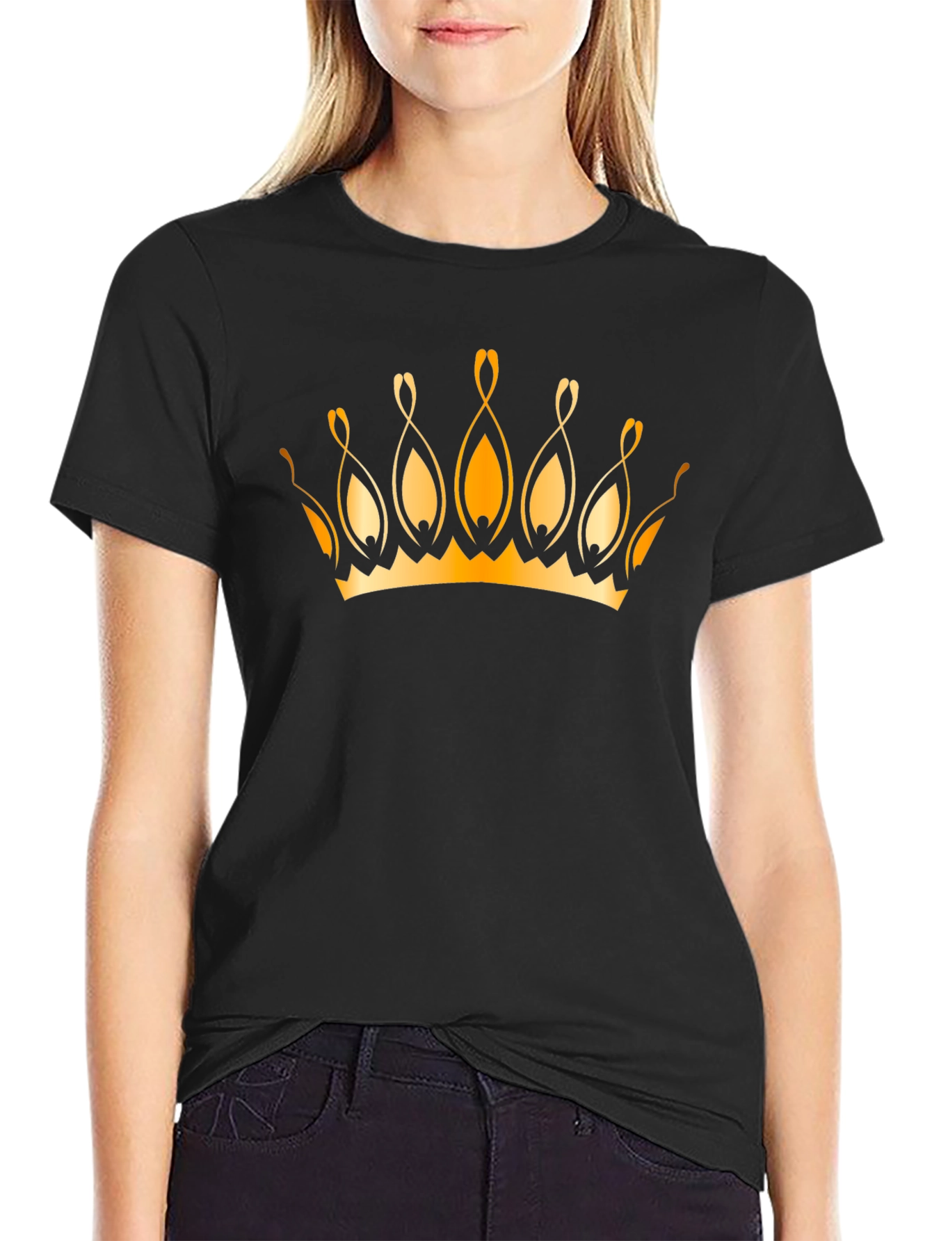 Golden Crown Graphic Black T-Shirt