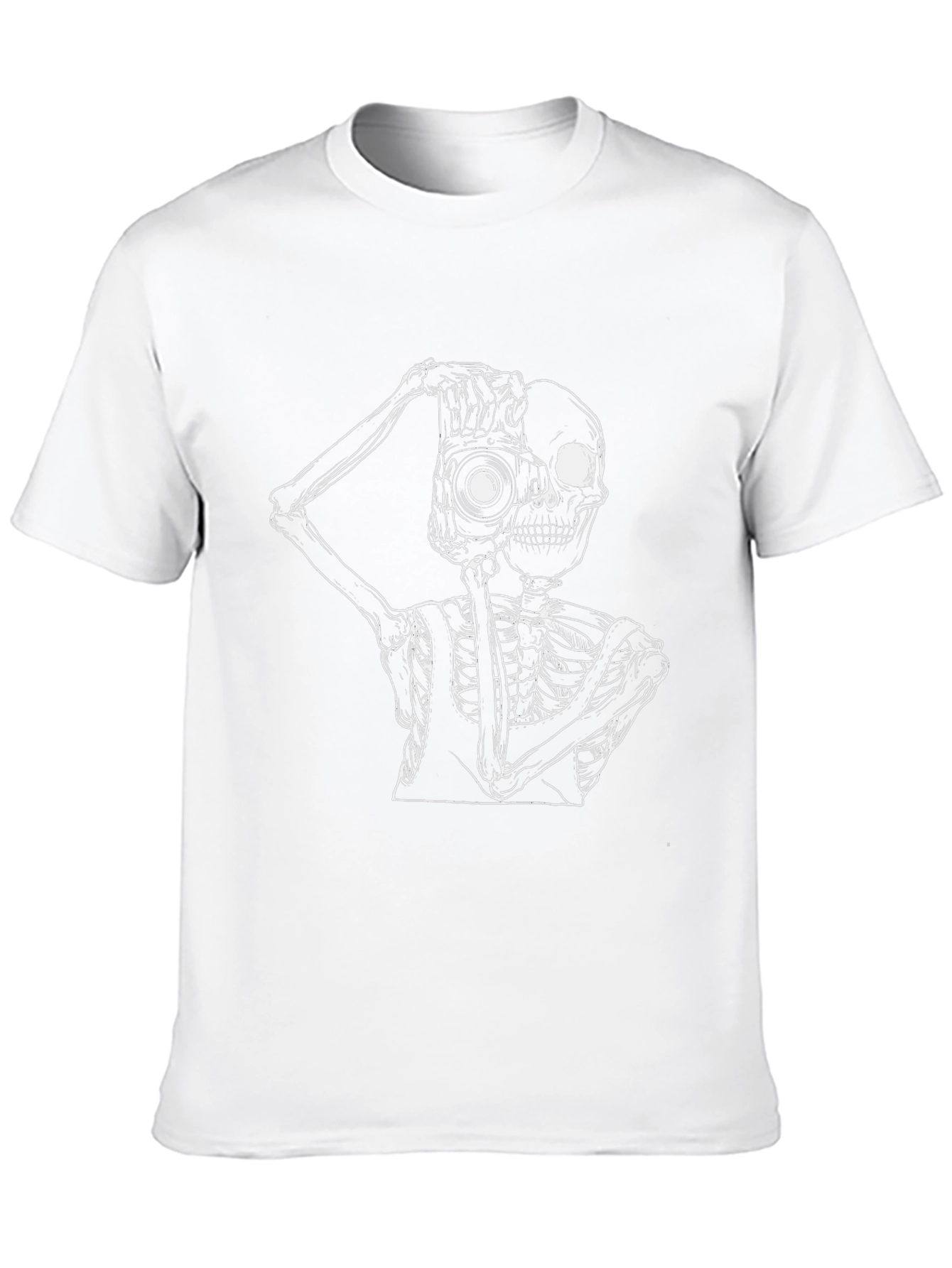 Skeleton Photographer Graphic T-Shirt - Black