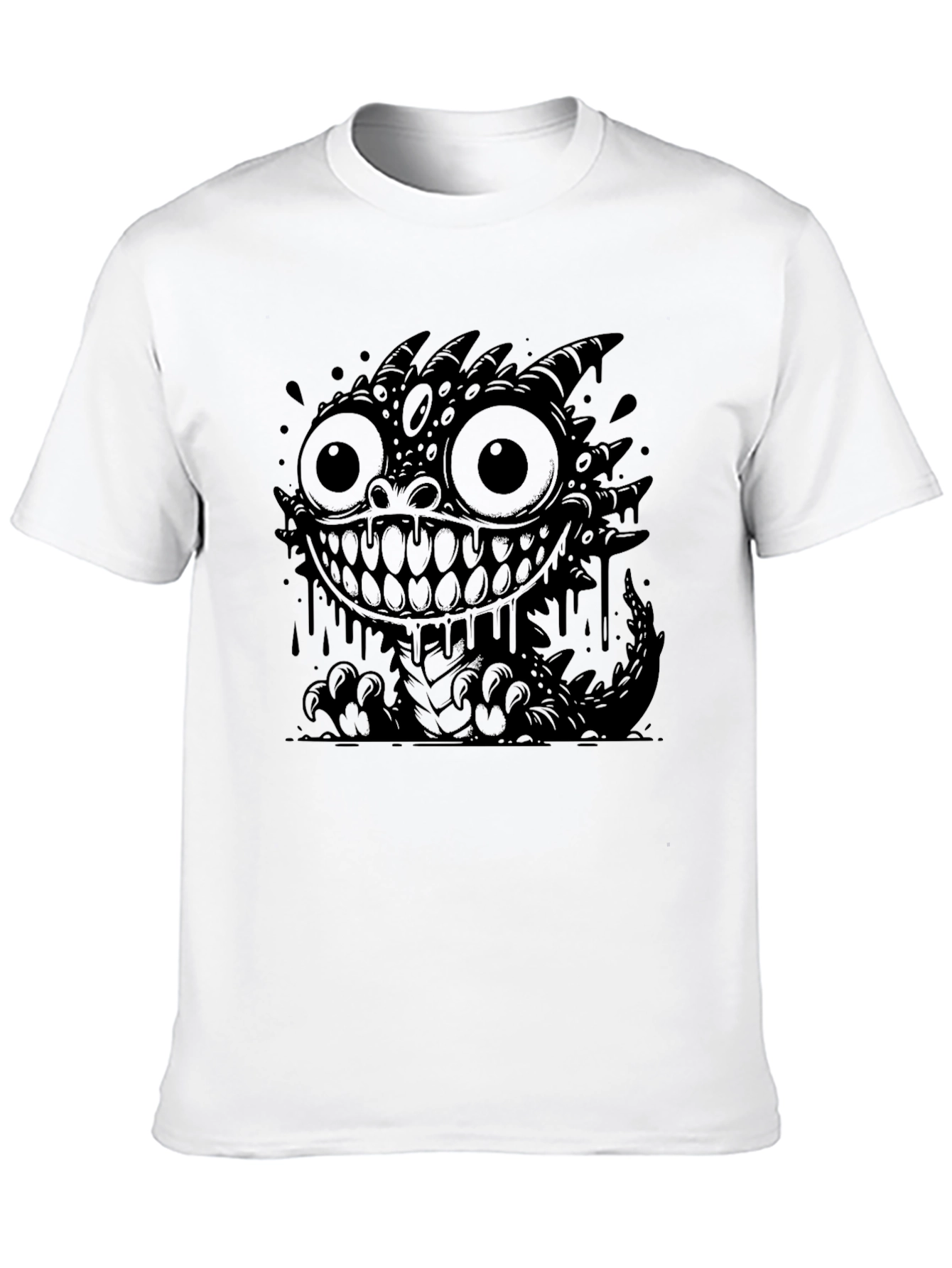 Monster Graphic Tee - Black Cotton T-Shirt