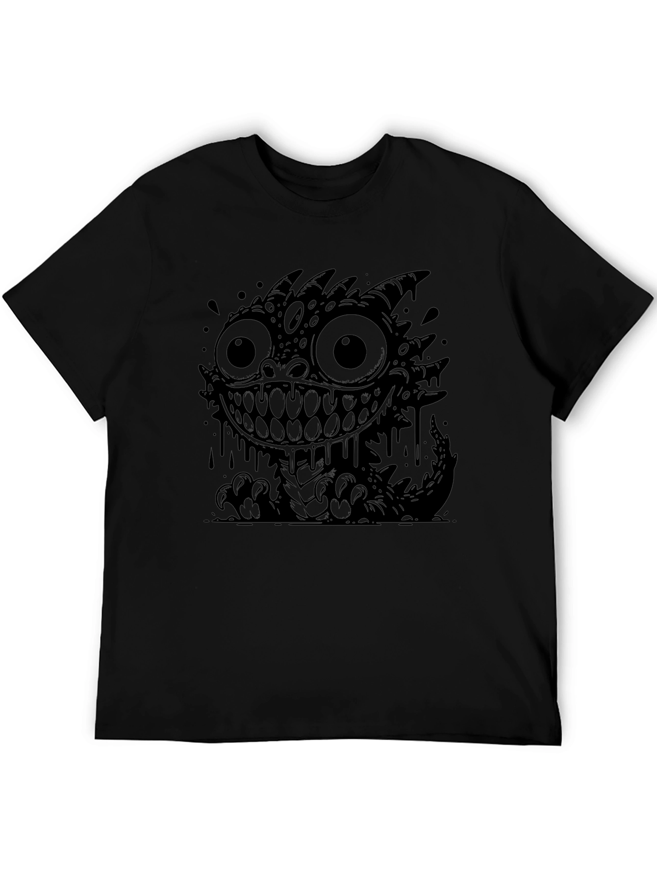Monster Graphic Tee - Black Cotton T-Shirt