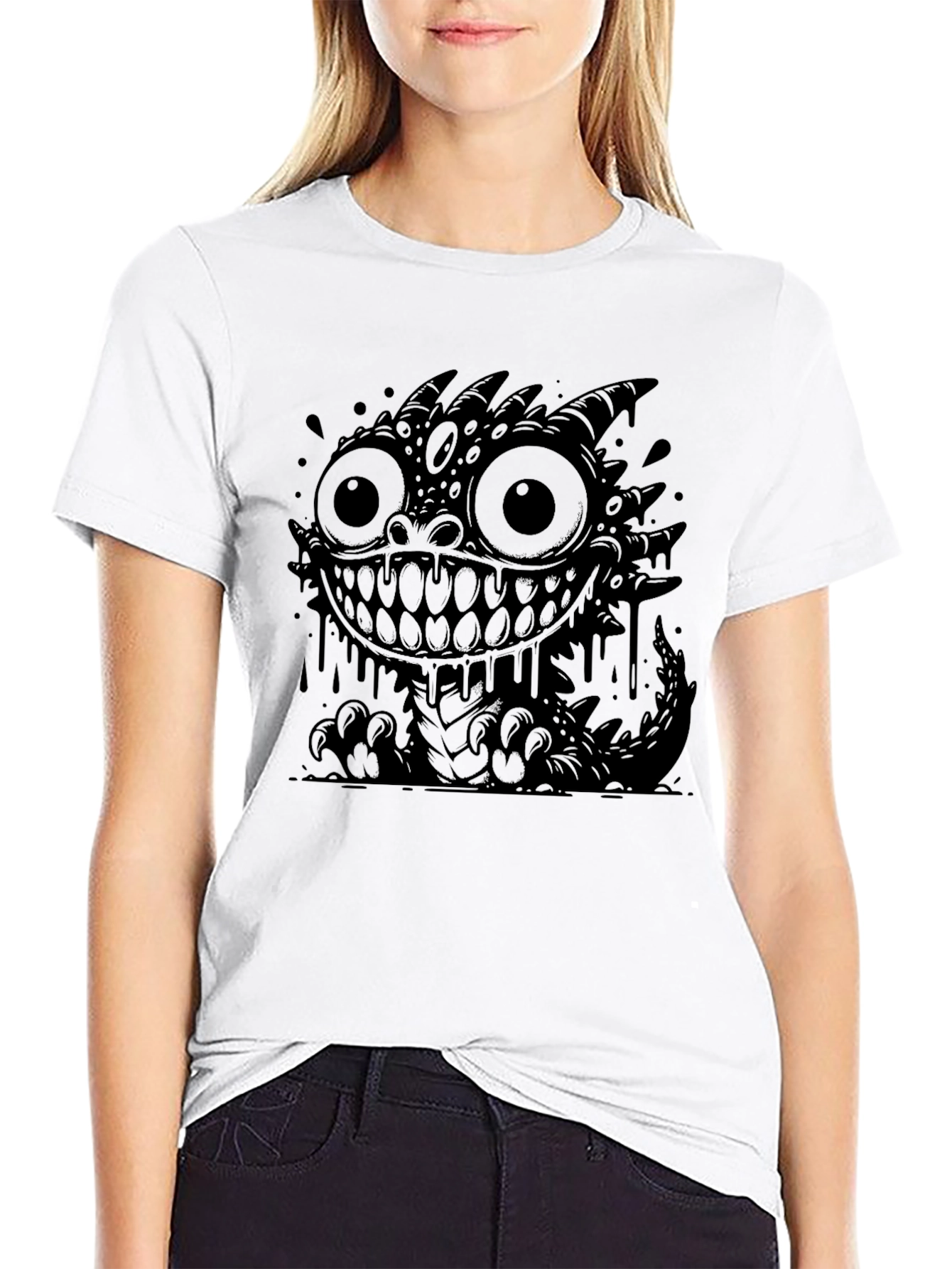 Monster Graphic Tee - Black Cotton T-Shirt