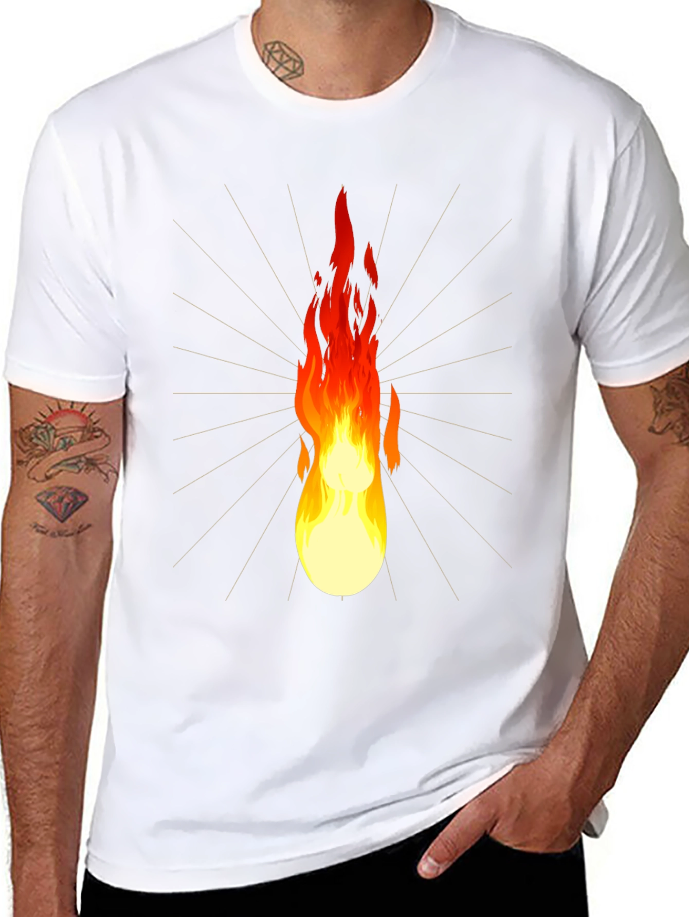 Flaming Lightbulb Graphic Tee - Unique Design