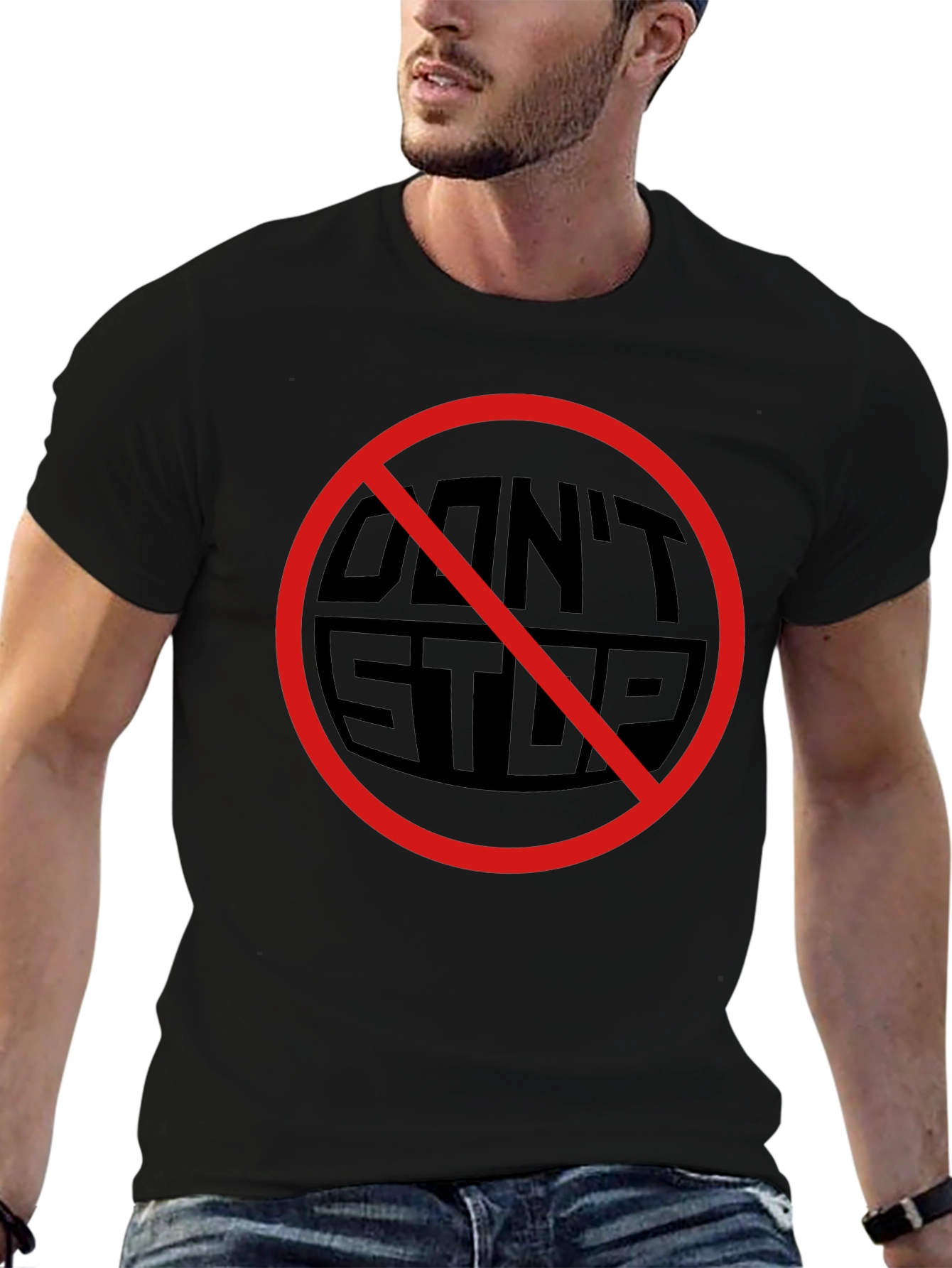 Dont Stop Graphic Tee - Black Crew Neck T-Shirt