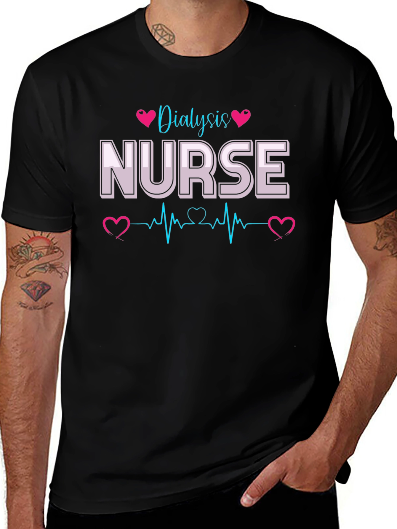 Dialysis Nurse T-Shirt - Heartbeat Design