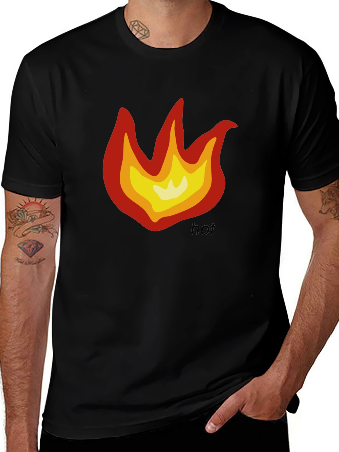 Hot Flame Graphic T-Shirt - Black Cotton Tee