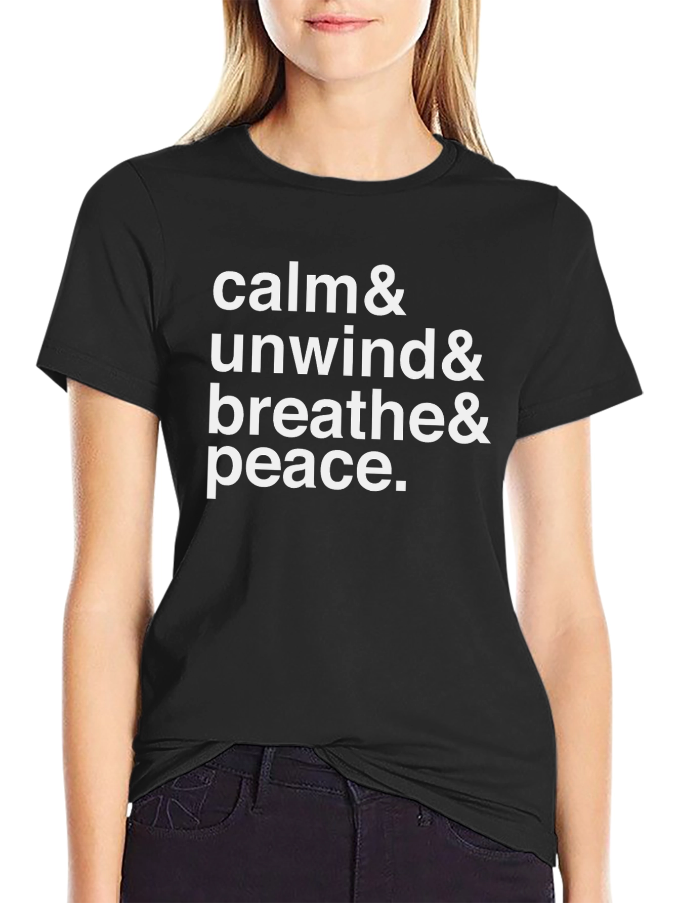 Calm Unwind Breathe Peace Black T-Shirt