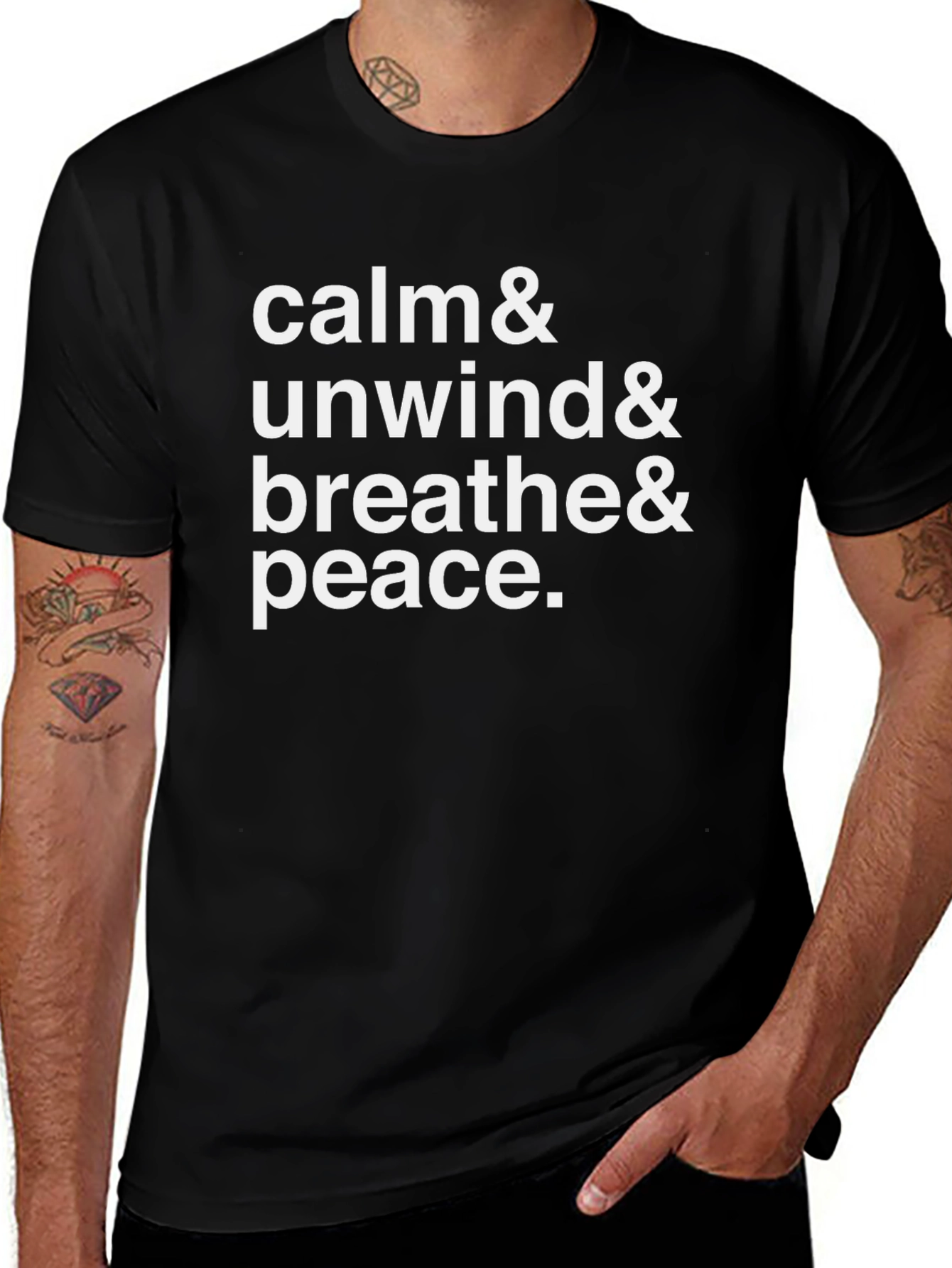Calm Unwind Breathe Peace Black T-Shirt