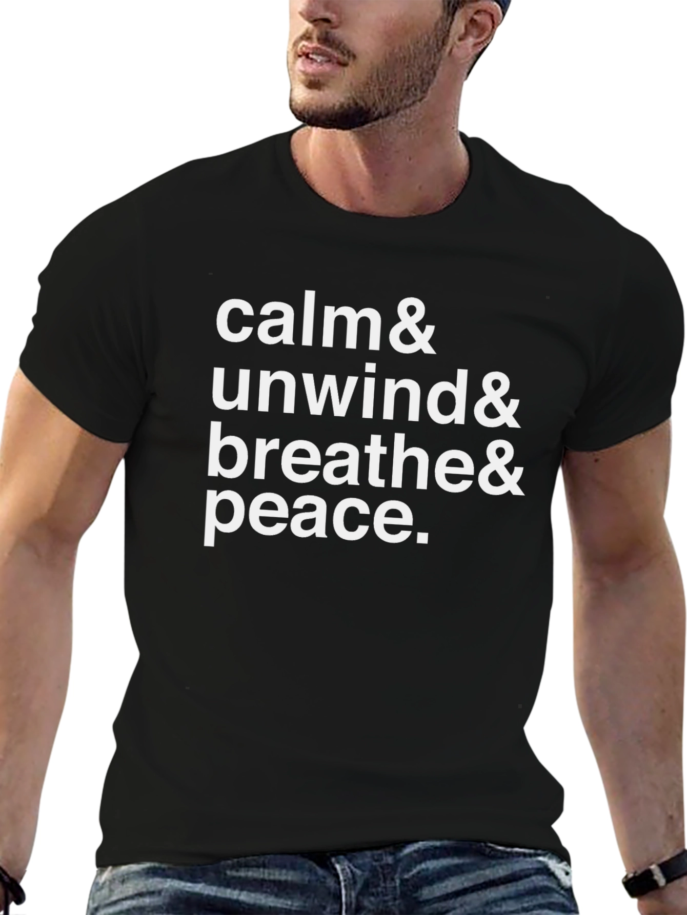 Calm Unwind Breathe Peace Black T-Shirt