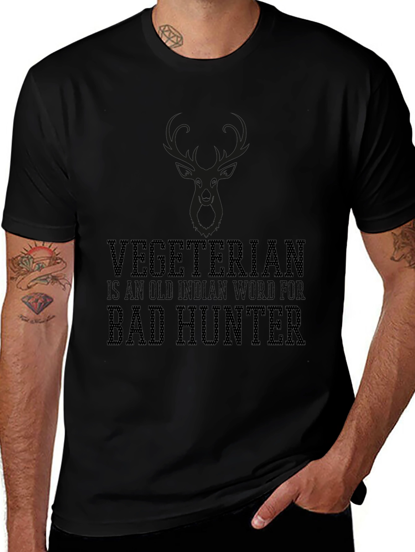 Vegetarian Bad Hunter Graphic T-Shirt
