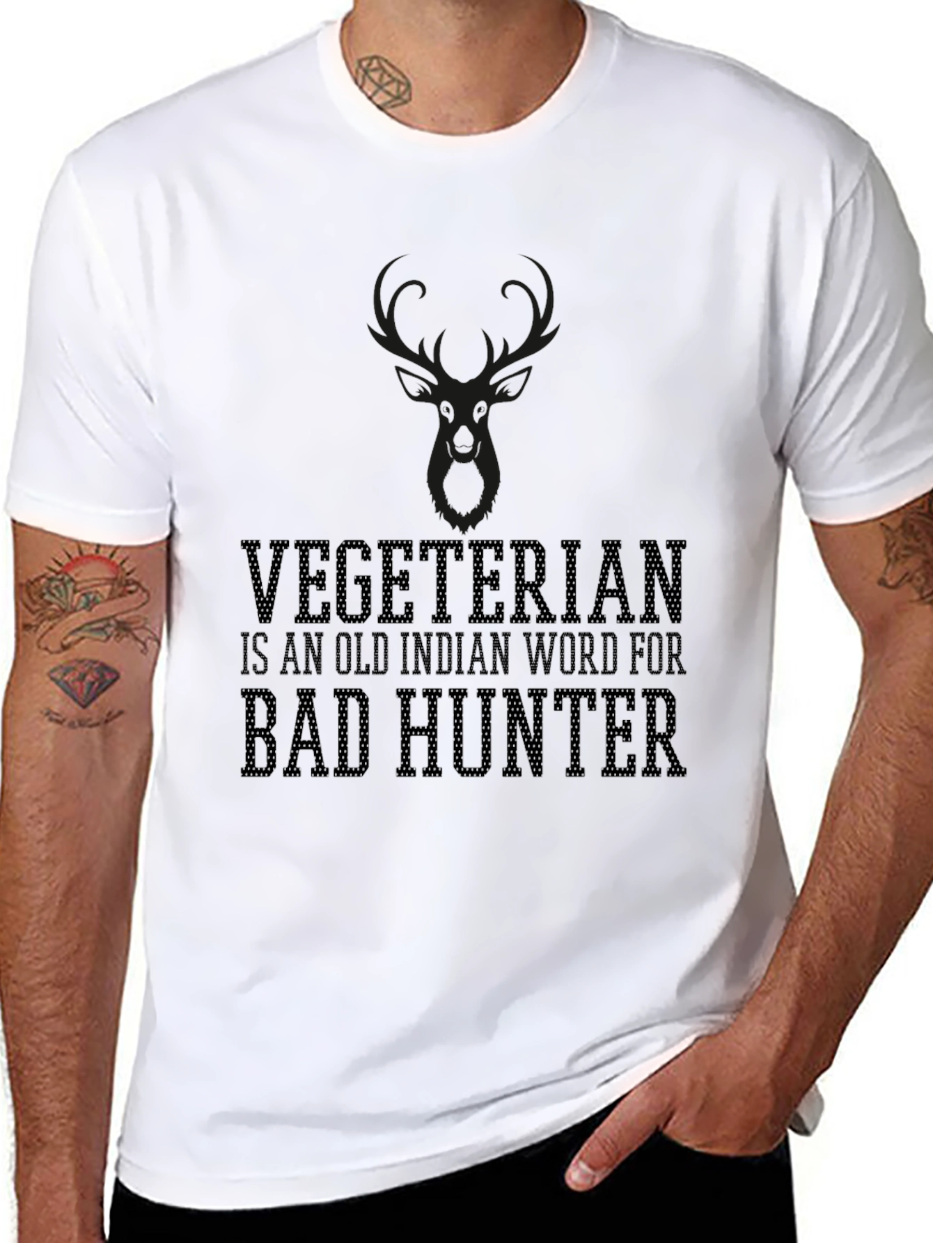 Vegetarian Bad Hunter Graphic T-Shirt