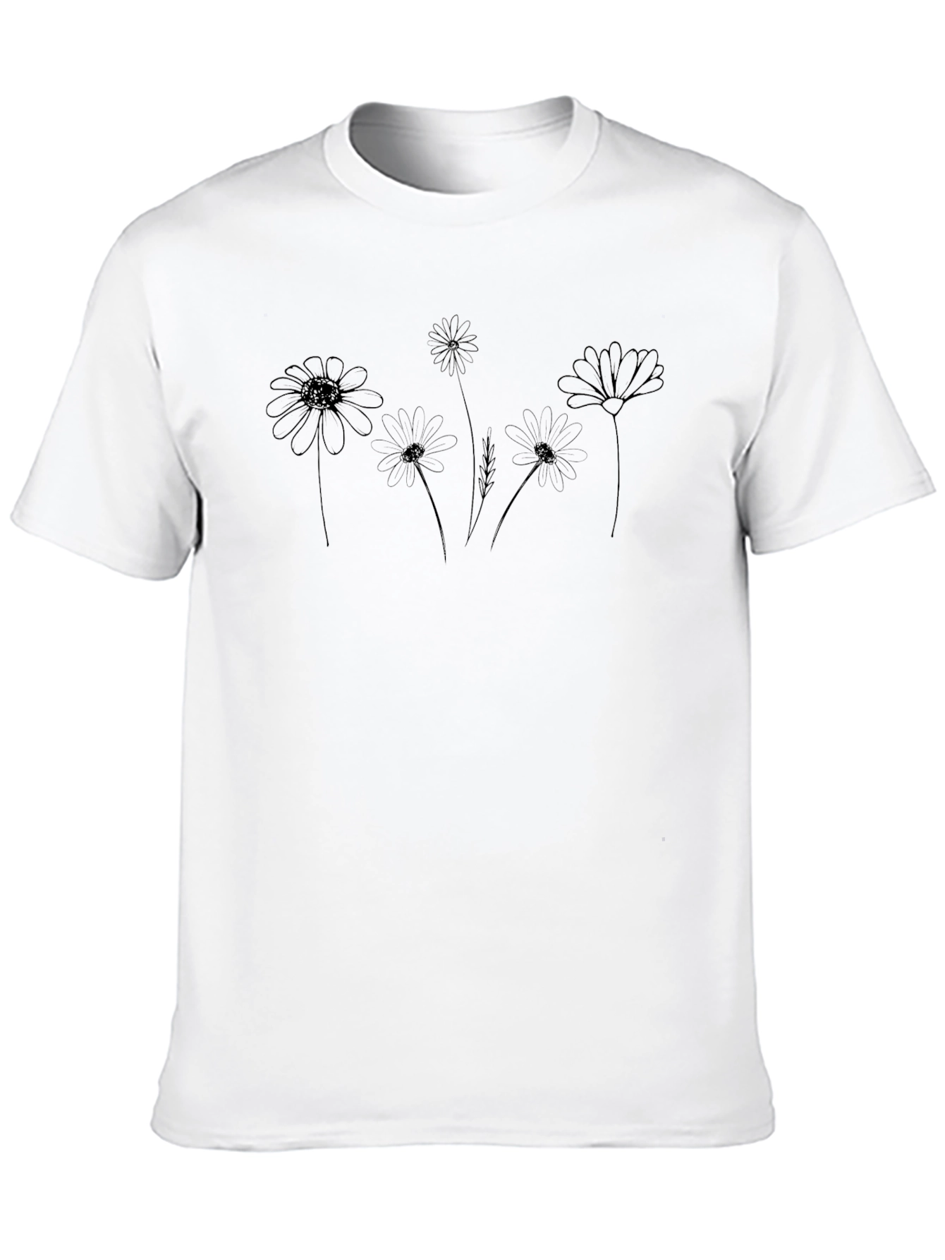 Minimalist Daisy Graphic Black T-Shirt