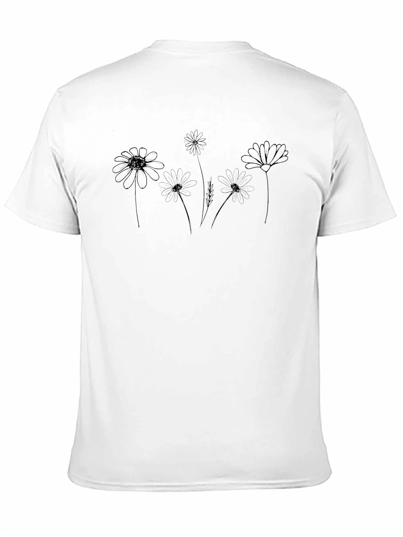 Minimalist Daisy Graphic Black T-Shirt