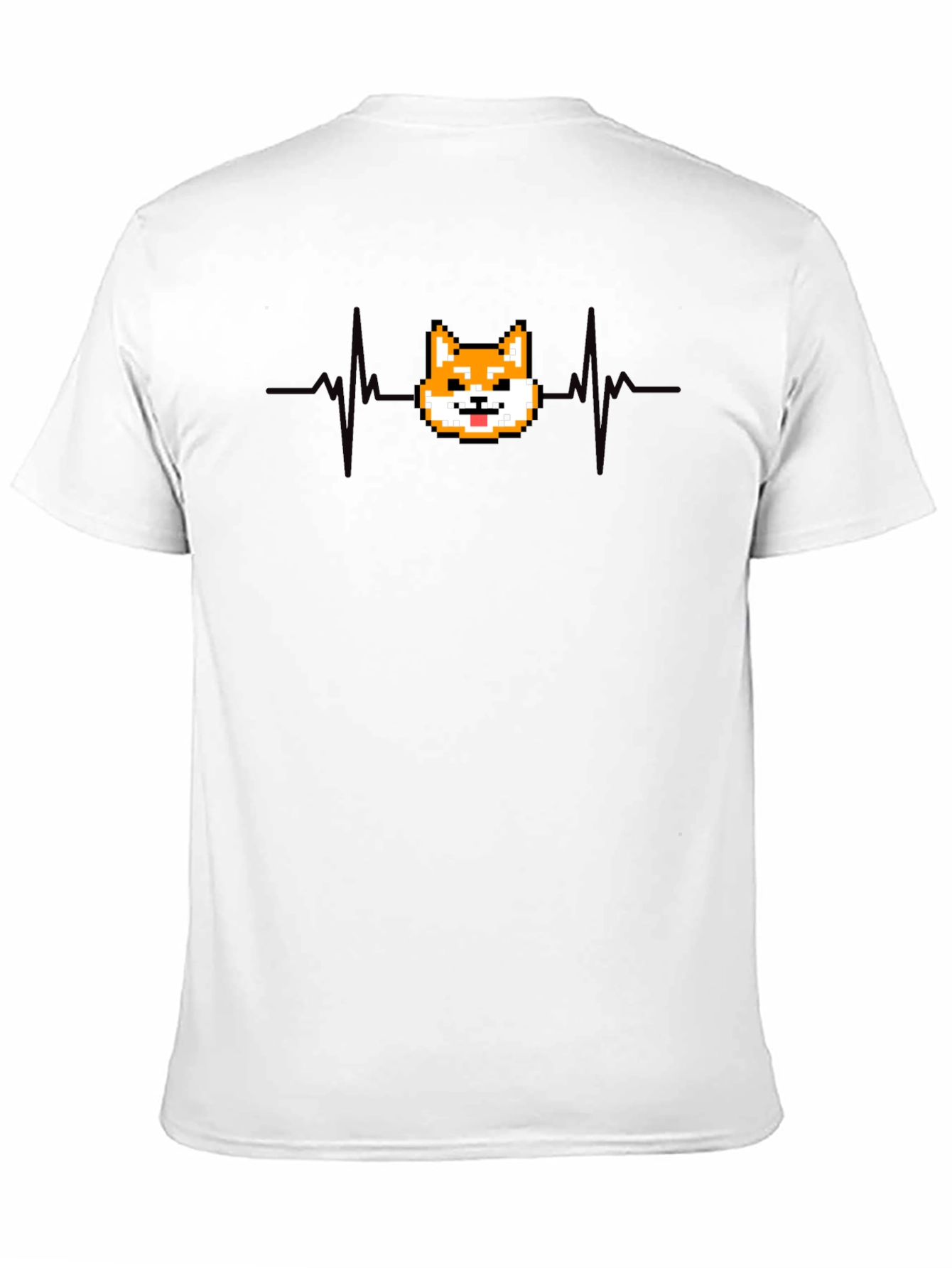 Pixel Doge Heartbeat T-Shirt - Black Cotton Graphic Tee