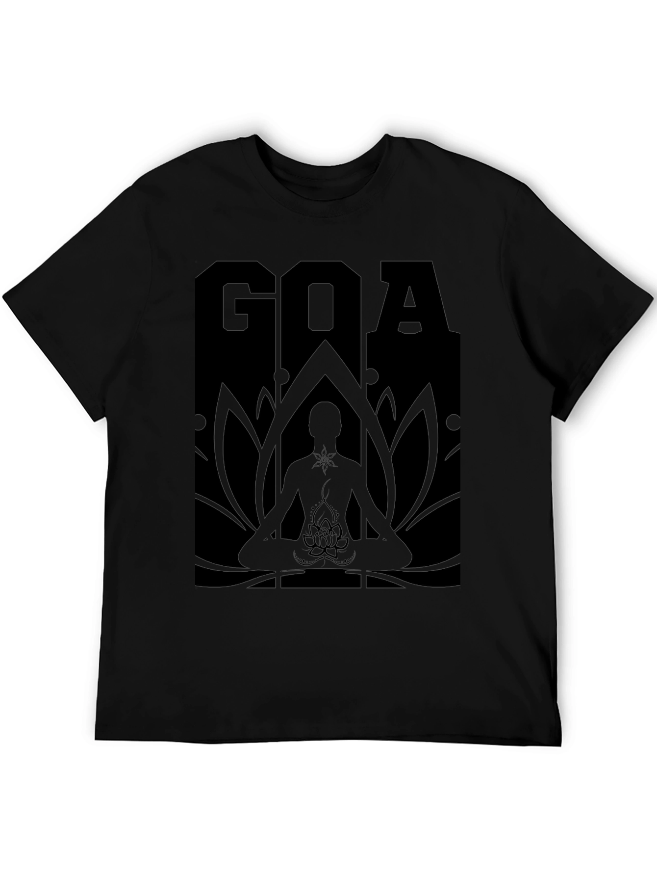 Mens Black GOA Meditation Graphic T-Shirt