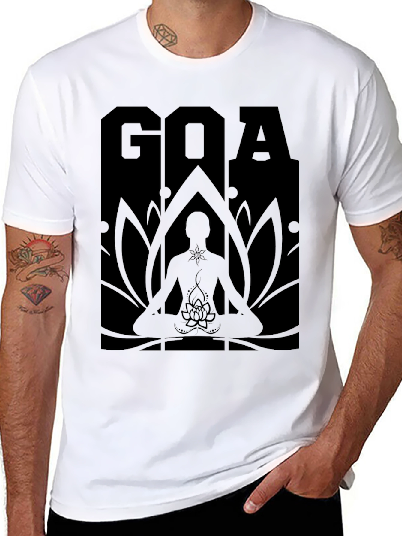 Mens Black GOA Meditation Graphic T-Shirt
