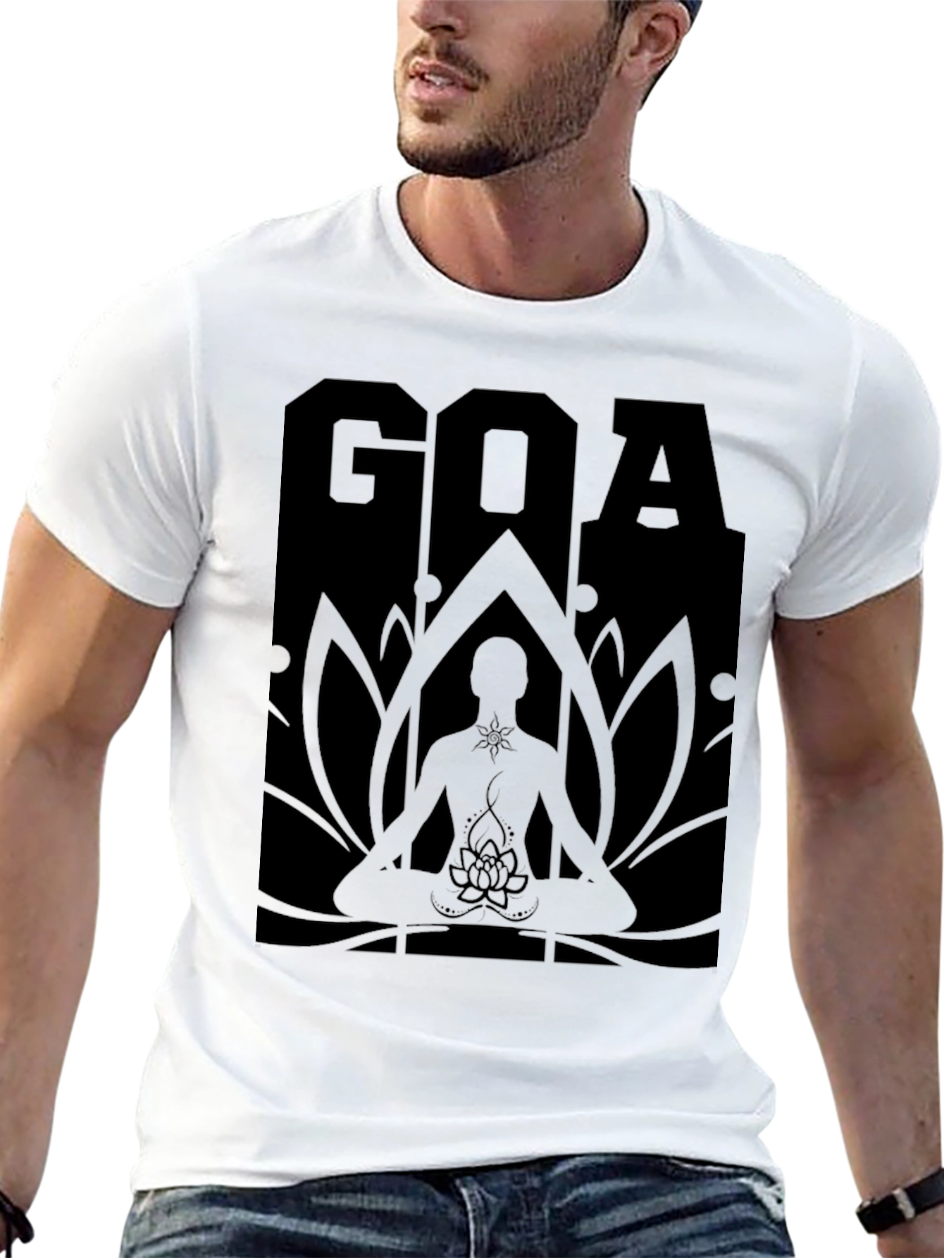 Mens Black GOA Meditation Graphic T-Shirt