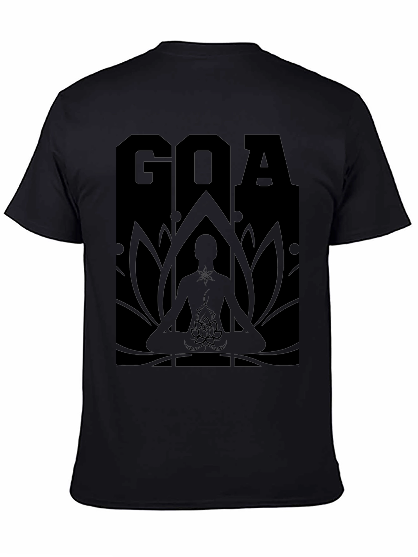 Mens Black GOA Meditation Graphic T-Shirt