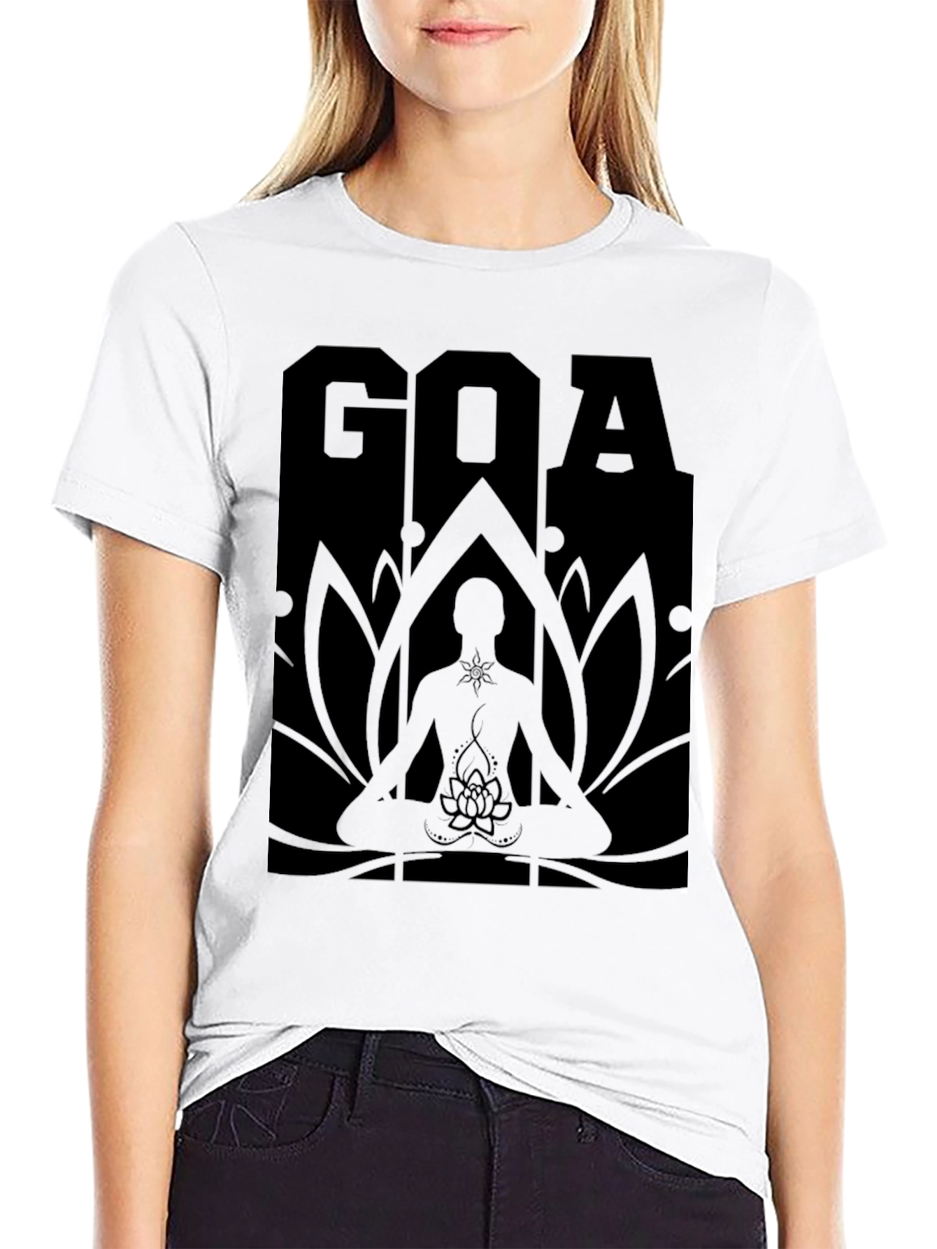 Mens Black GOA Meditation Graphic T-Shirt