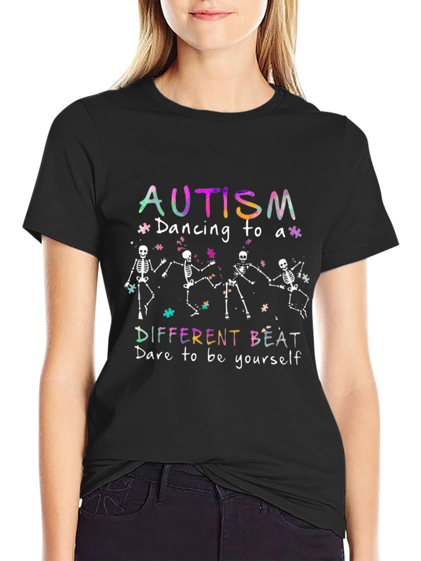 Autism Awareness Dancing Skeleton T-Shirt