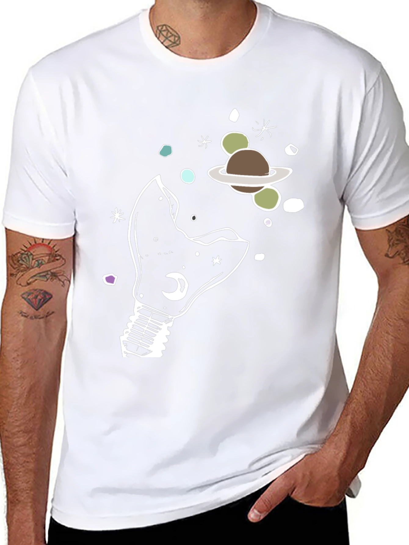 Cosmic Light Bulb Graphic Tee - Unique Design