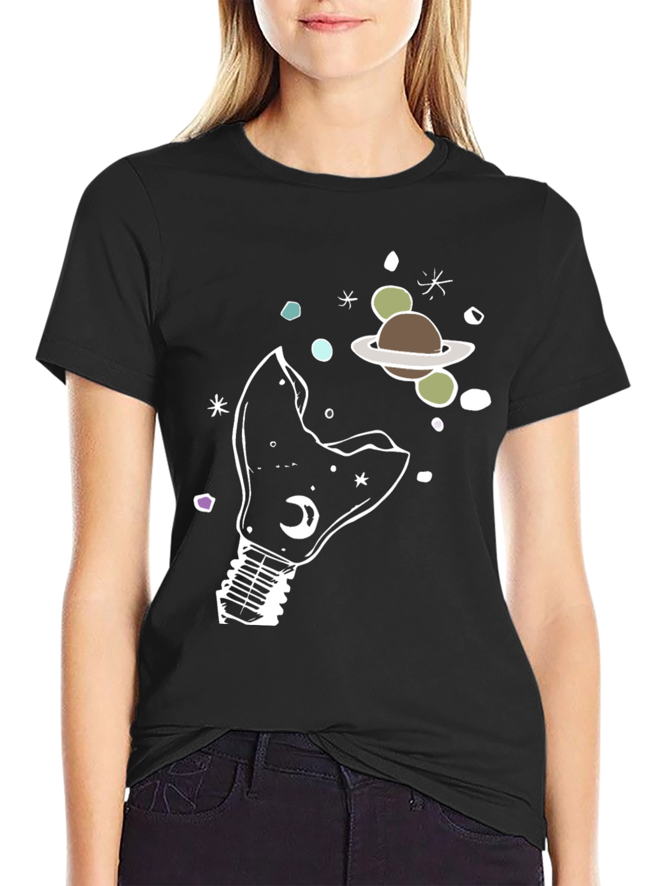 Cosmic Light Bulb Graphic Tee - Unique Design